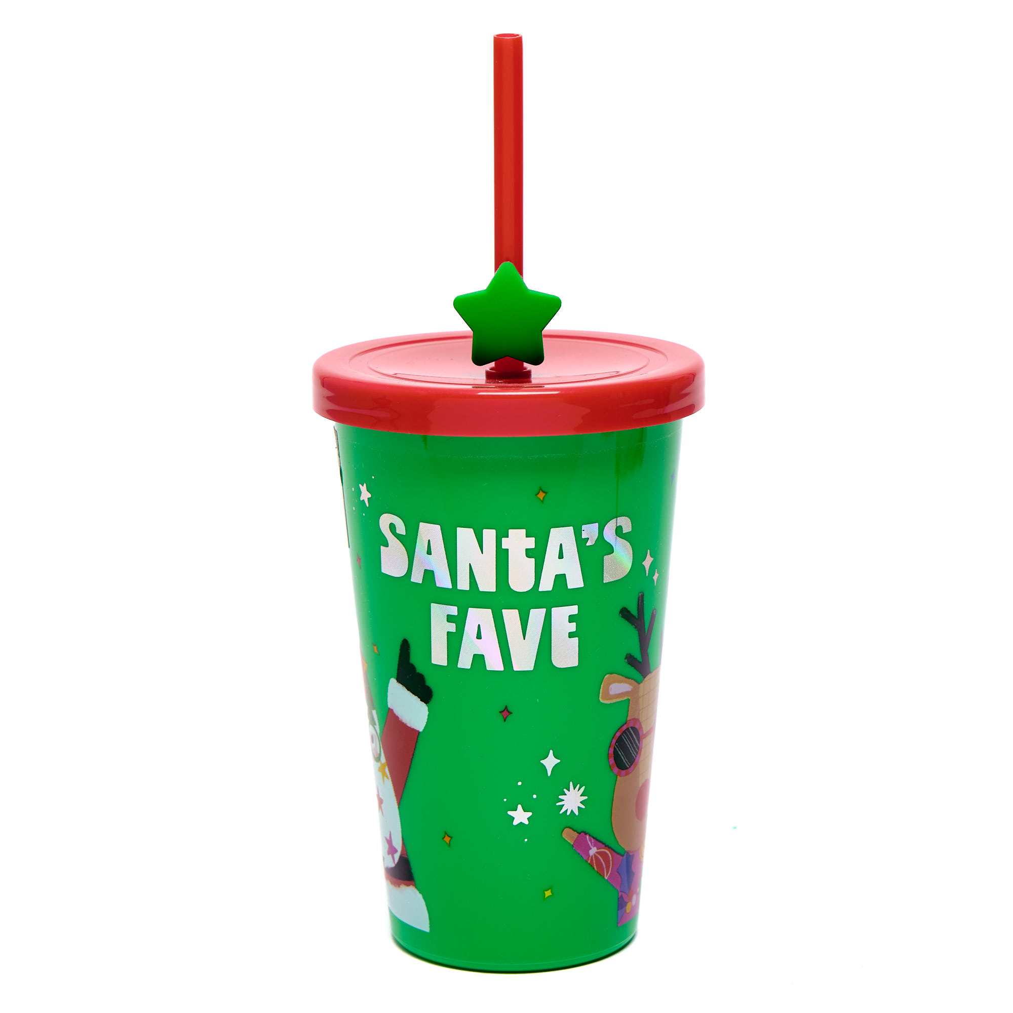 Santa's Fave Christmas Cup & Straw 