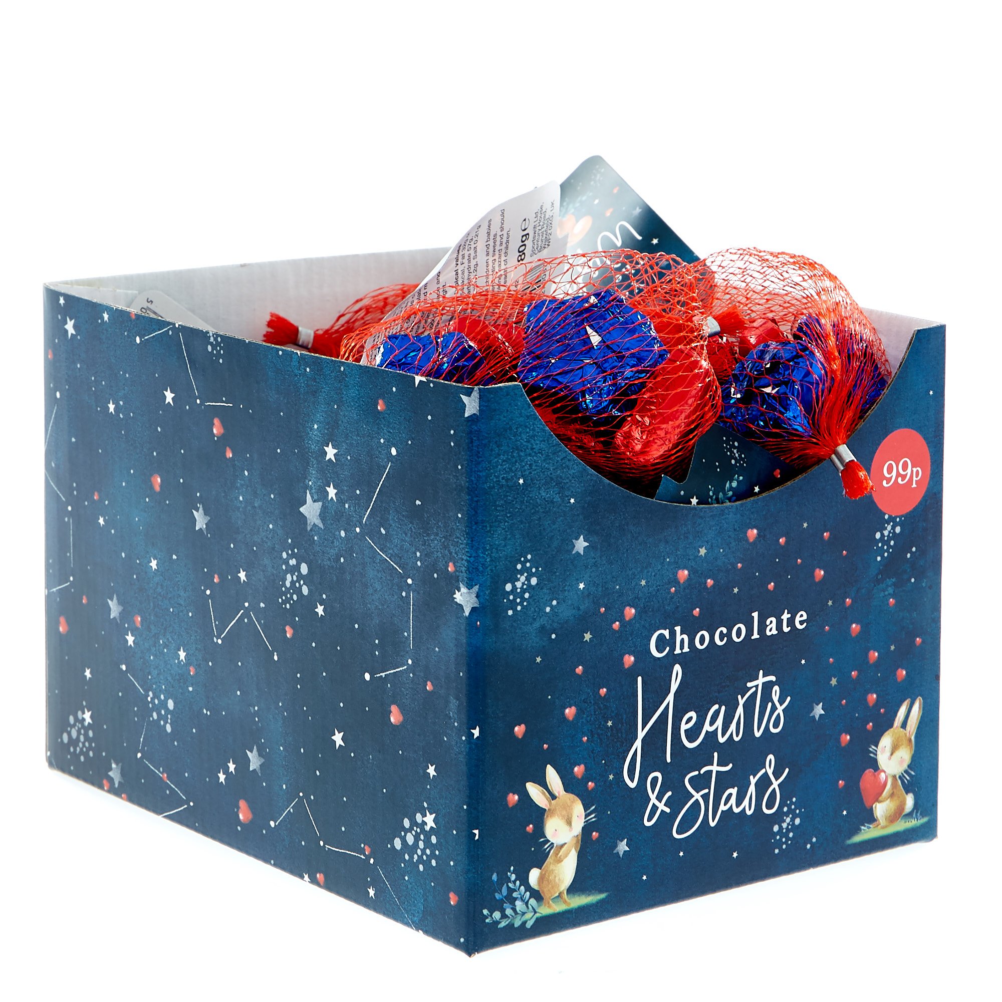 Hearts & Stars Chocolates In Nets - Pack Of 17