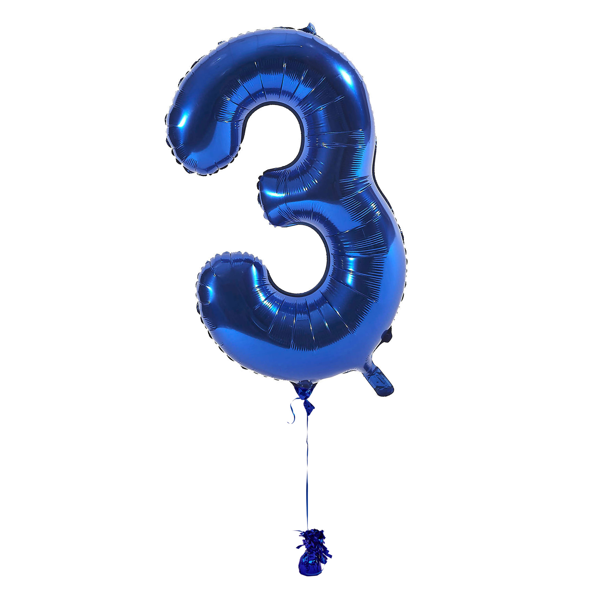 Large Blue Number 3 Inflated Balloon Arrangement
