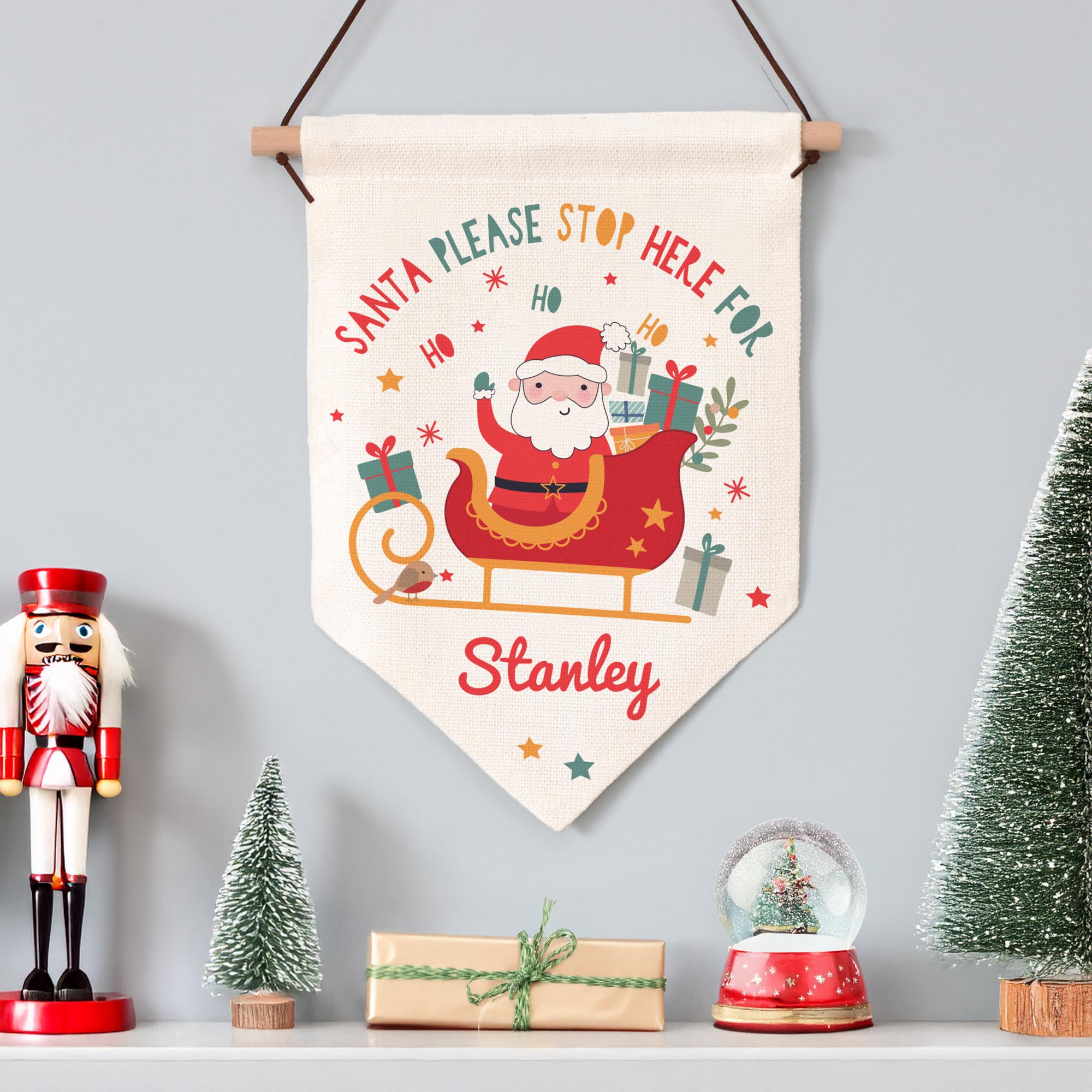 Personalised Santa Stop Here Banner,  Personalised Santa Stop Here Banner
