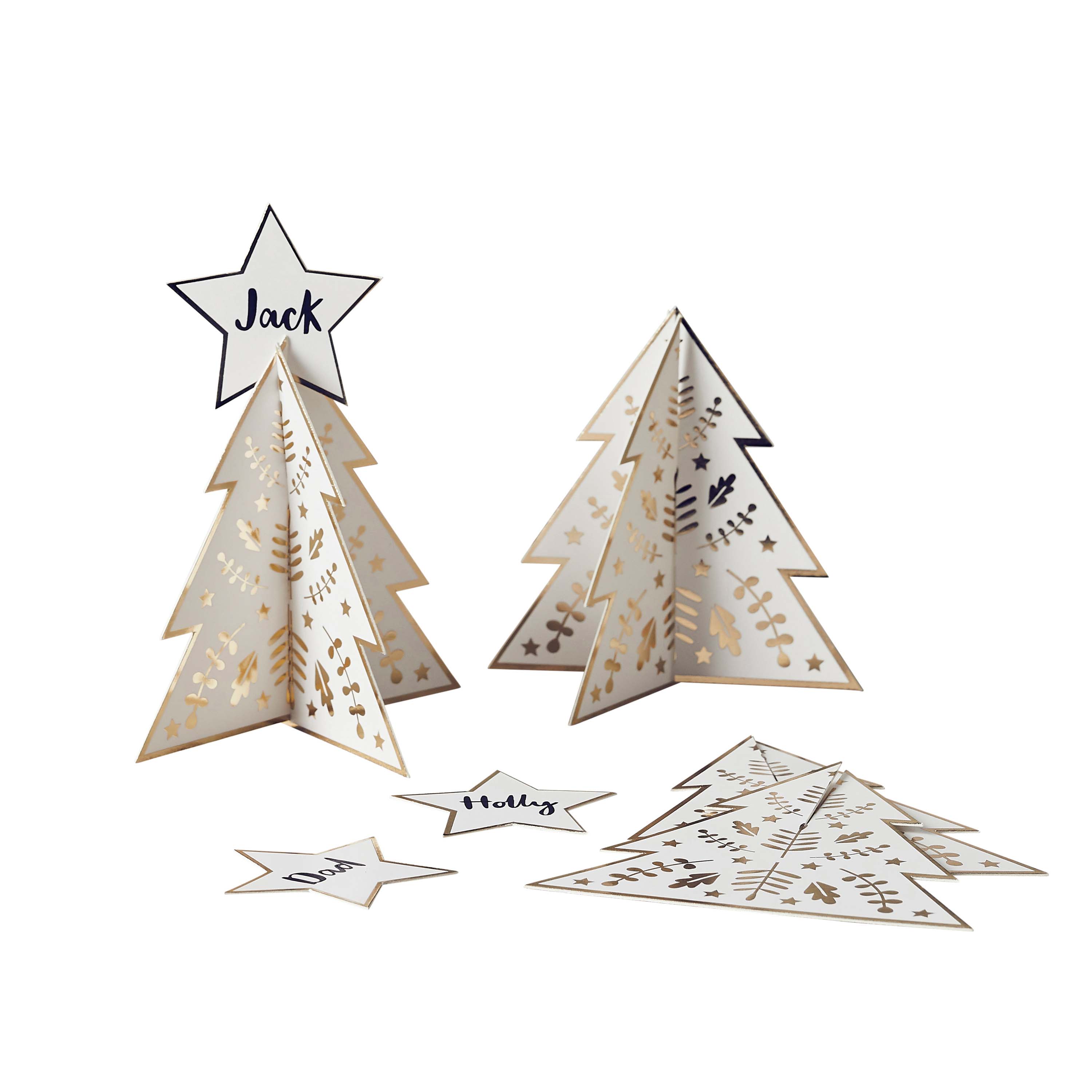 Gold Christmas Tree Table Place Cards - Pack of 10