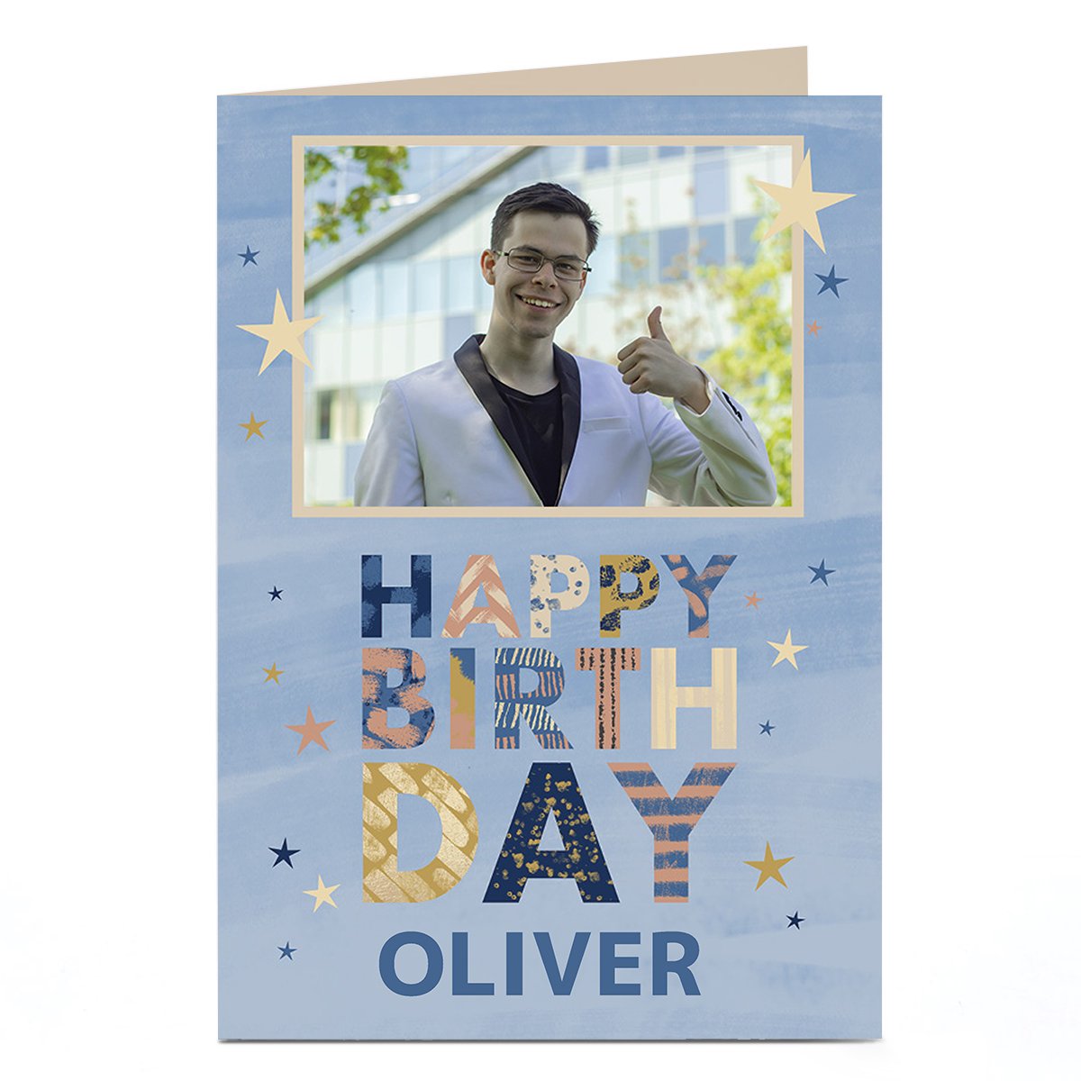Photo Birthday Card - Starry Pattern