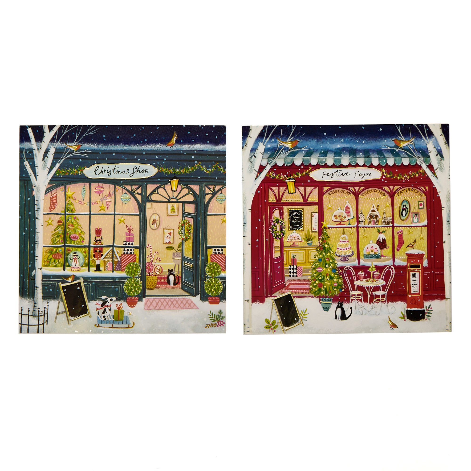 16 Cut-out Shop Charity Christmas Cards - 2 Designs