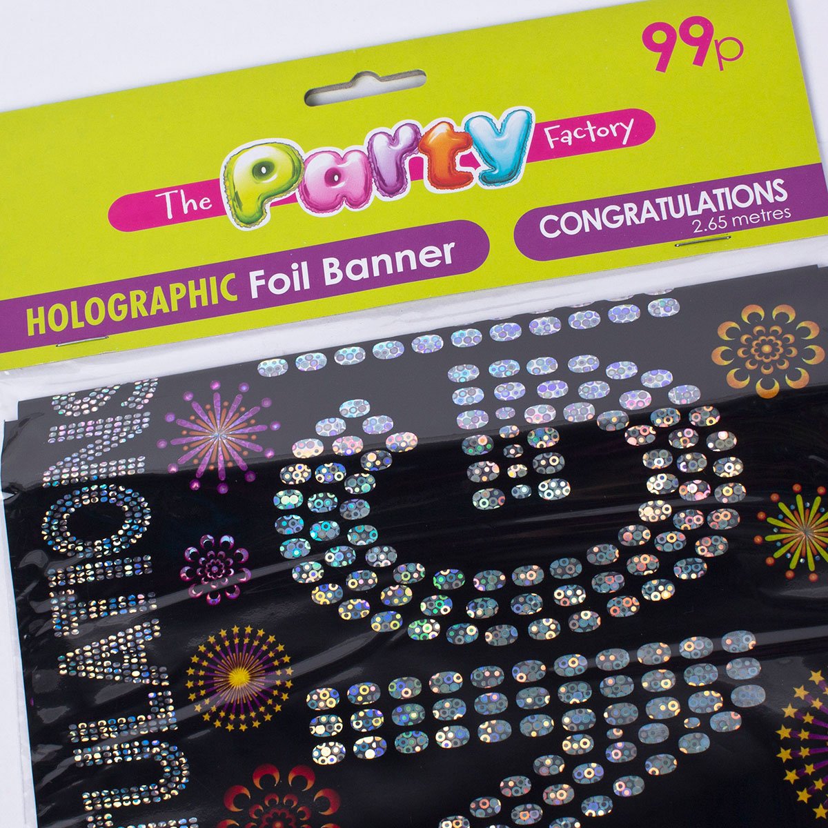 Holographic Black Congratulations Foil Banners - Pack of 3