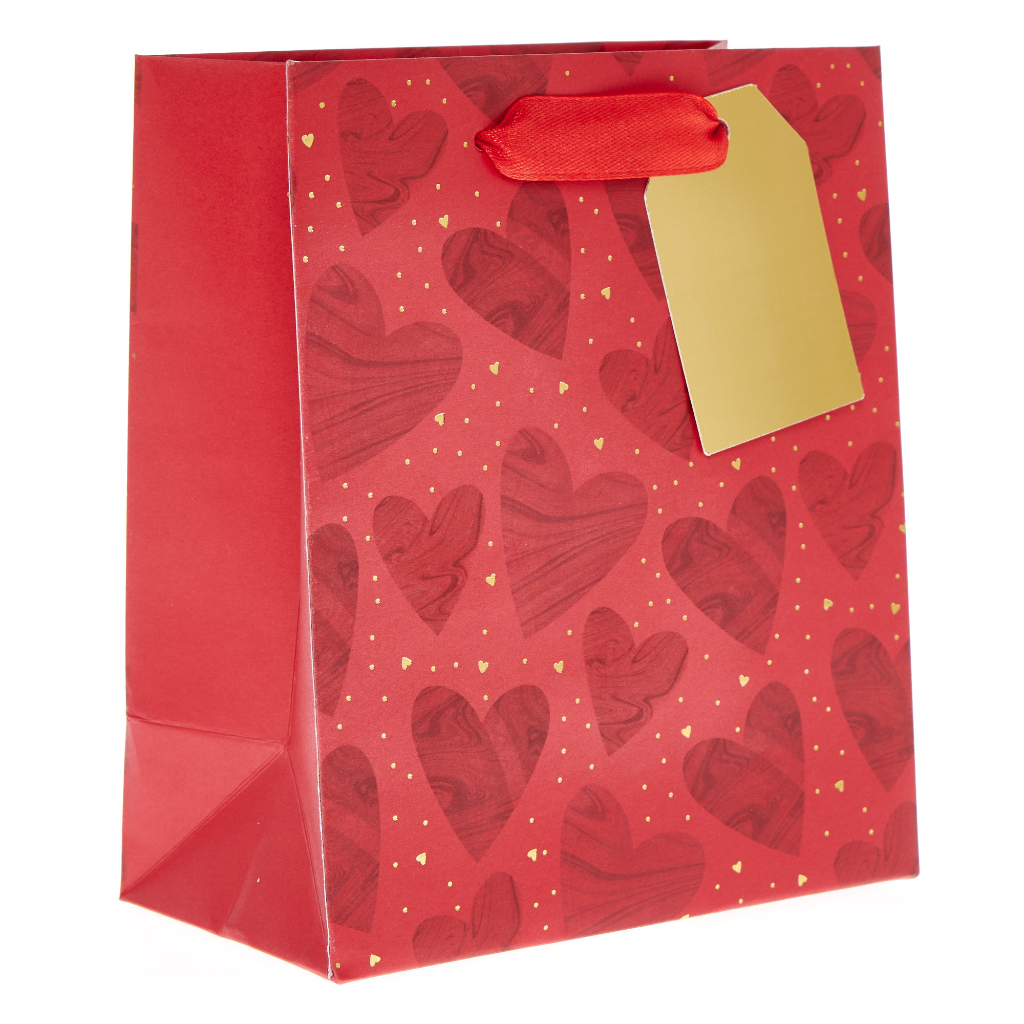 Red & Gold Hearts Small Portrait Valentine's Day Gift Bag