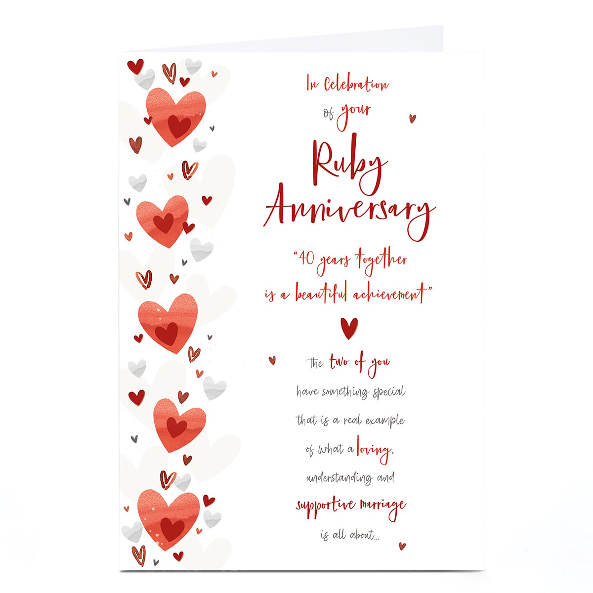 Ruby Wedding Anniversary Card - 40 Years Is A Beautiful Achievement