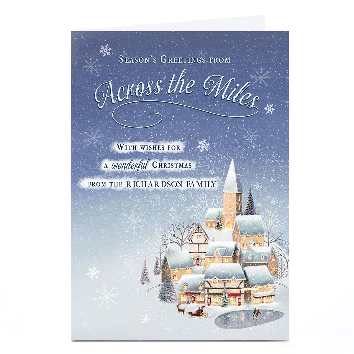 Personalised Christmas Card - Across The Miles With Wishes 