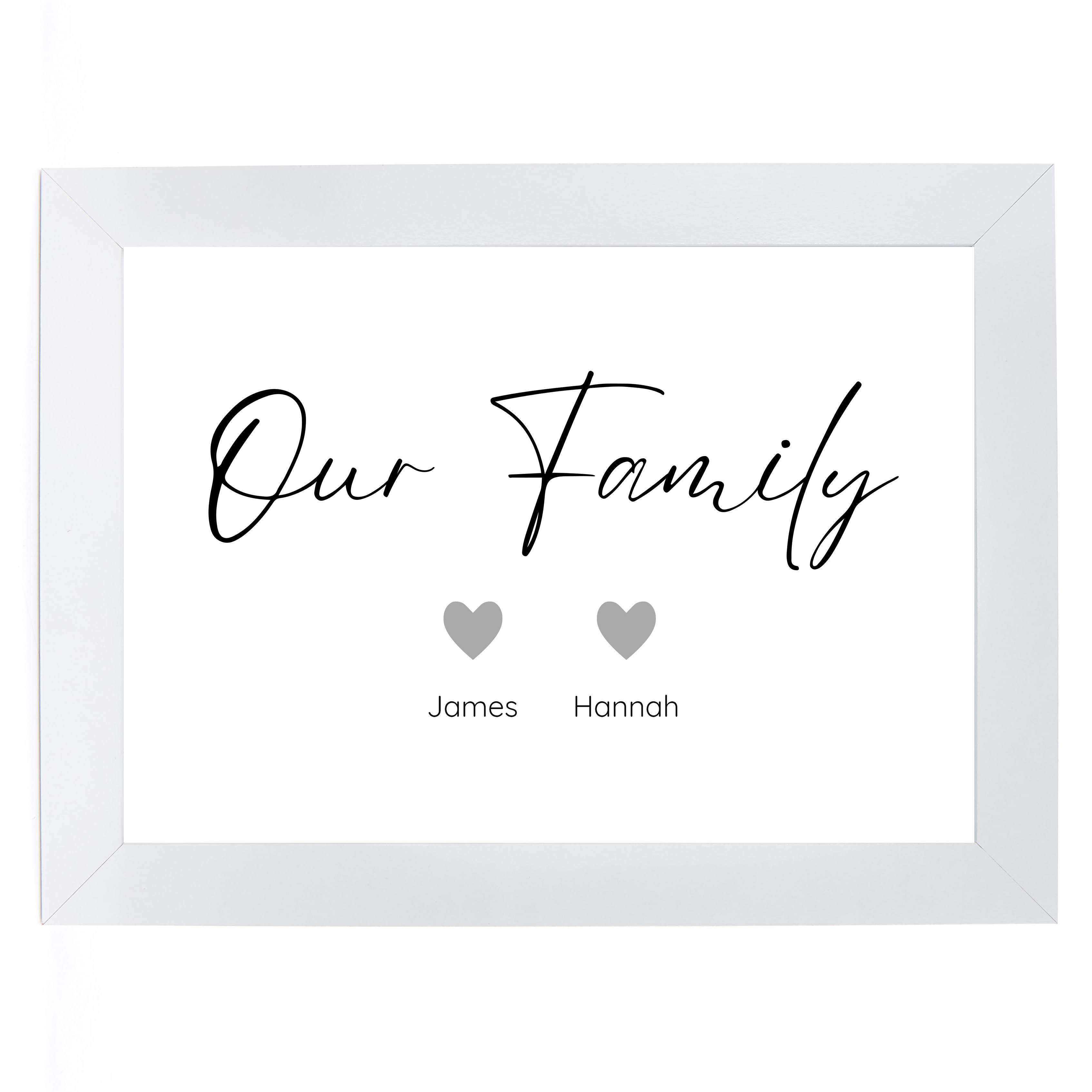 Personalised Our Family 2 Hearts Print