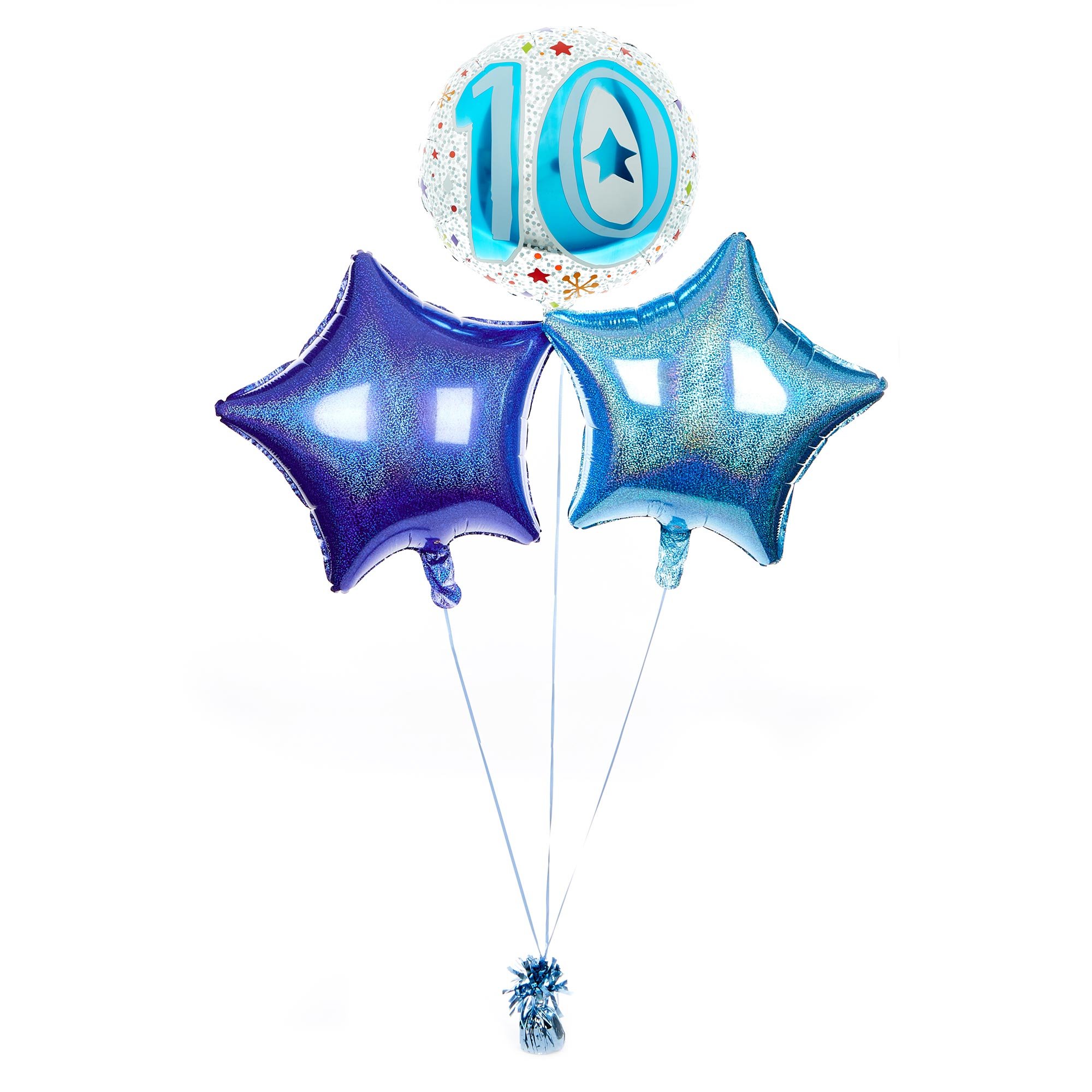 Starry 10th Birthday Balloon Bouquet - DELIVERED INFLATED!