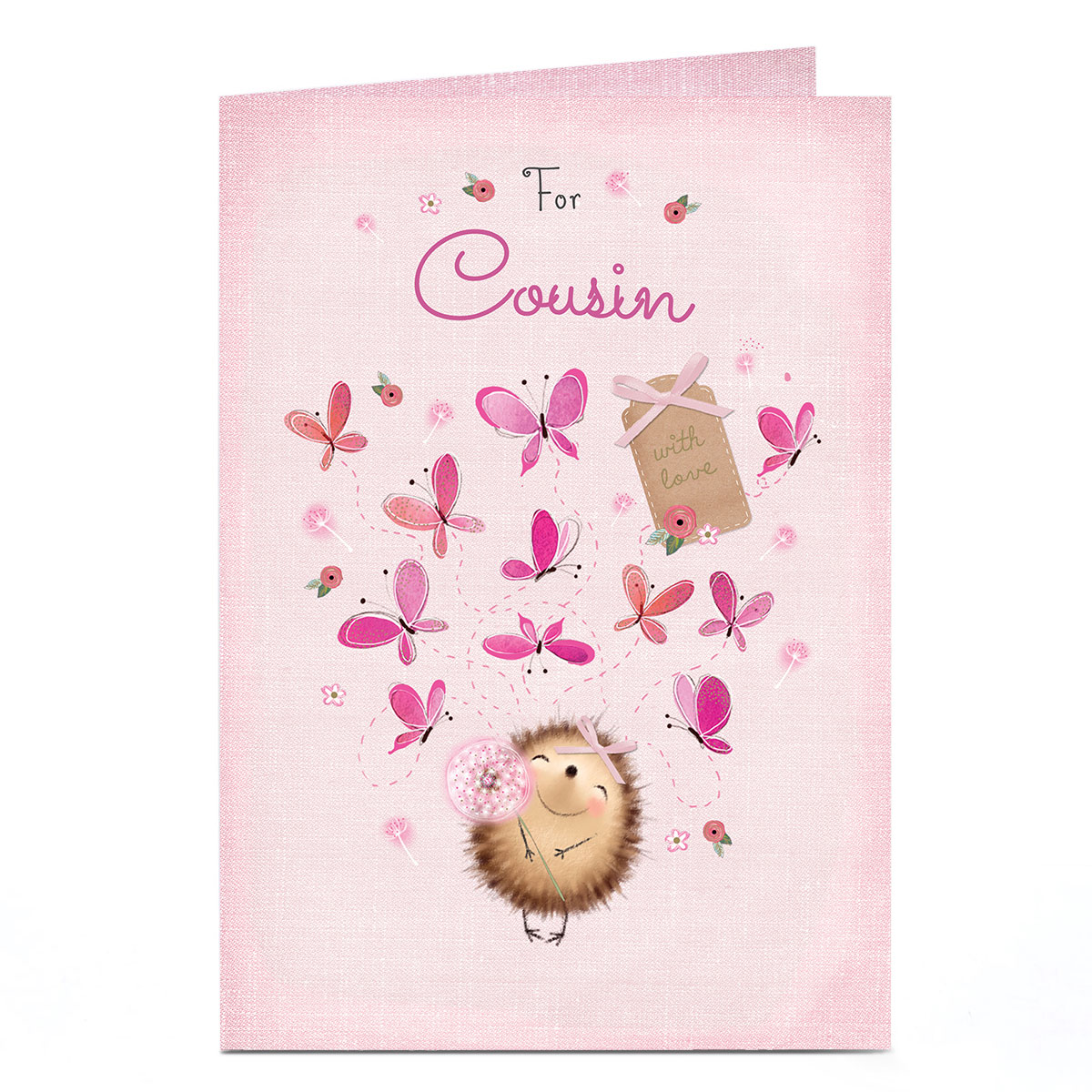 Personalised Card - Cousin Happy Hedgehog 