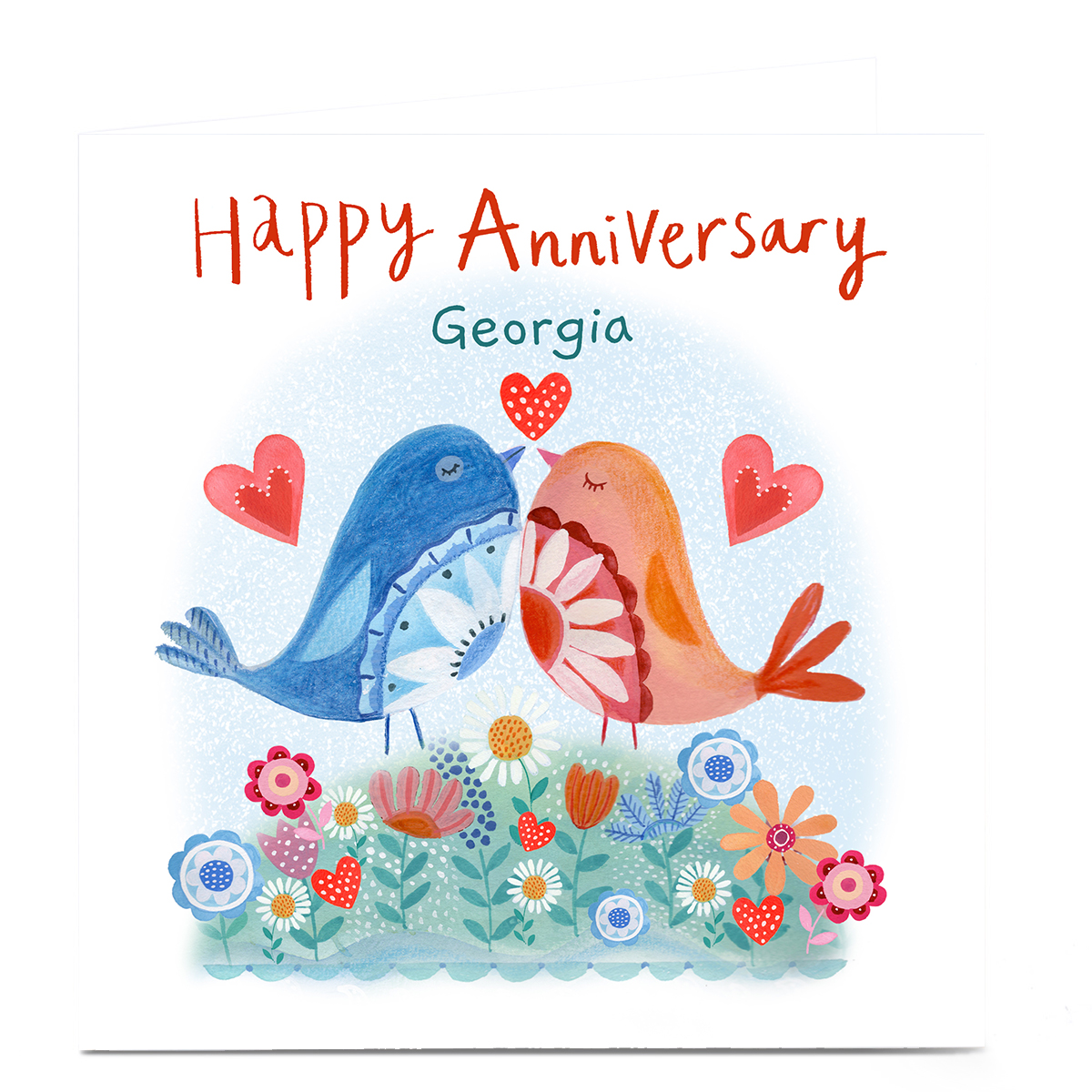 Personalised Lindsay Loves To Draw Anniversary Card - Birds