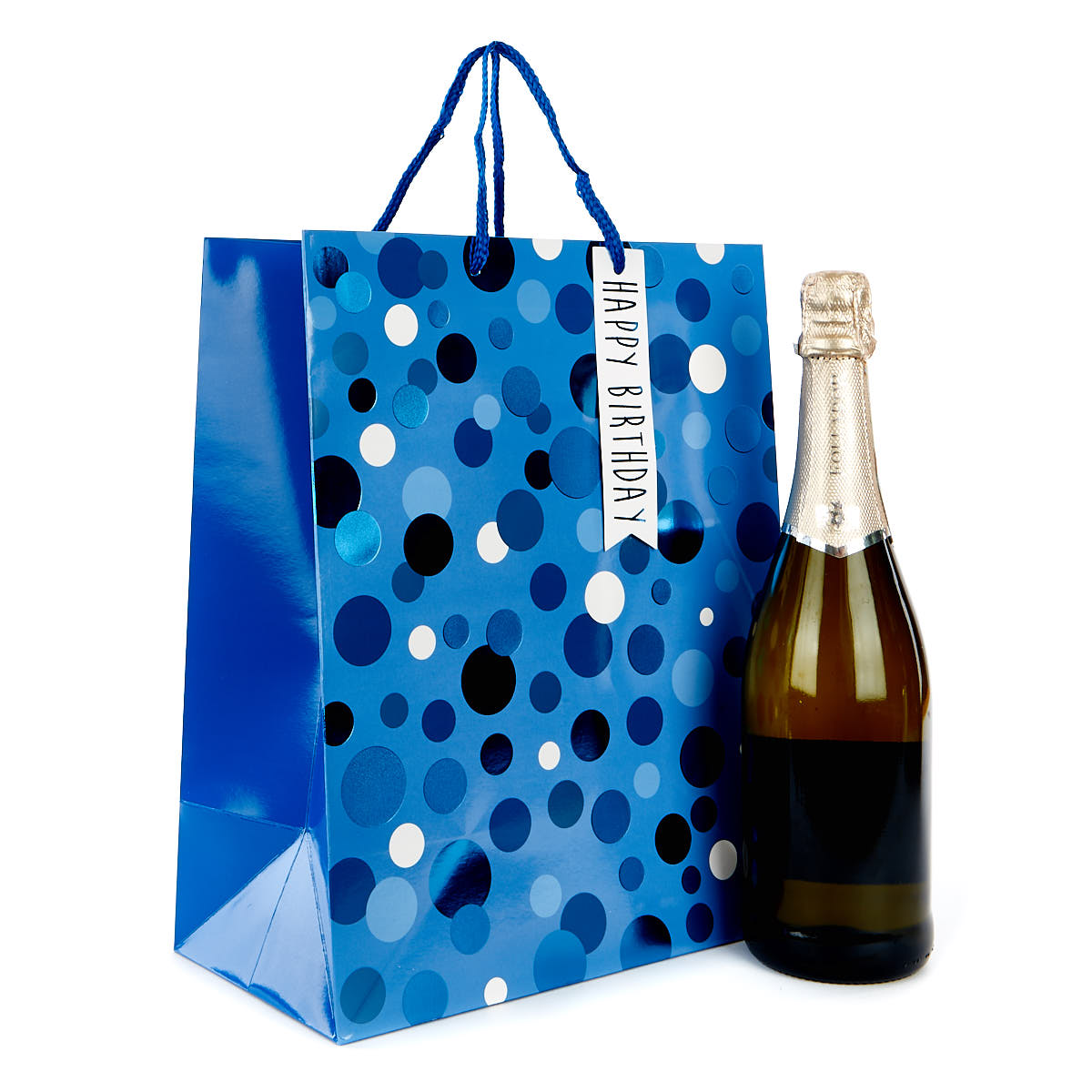 Large Portrait Blue Dot Birthday Gift Bag