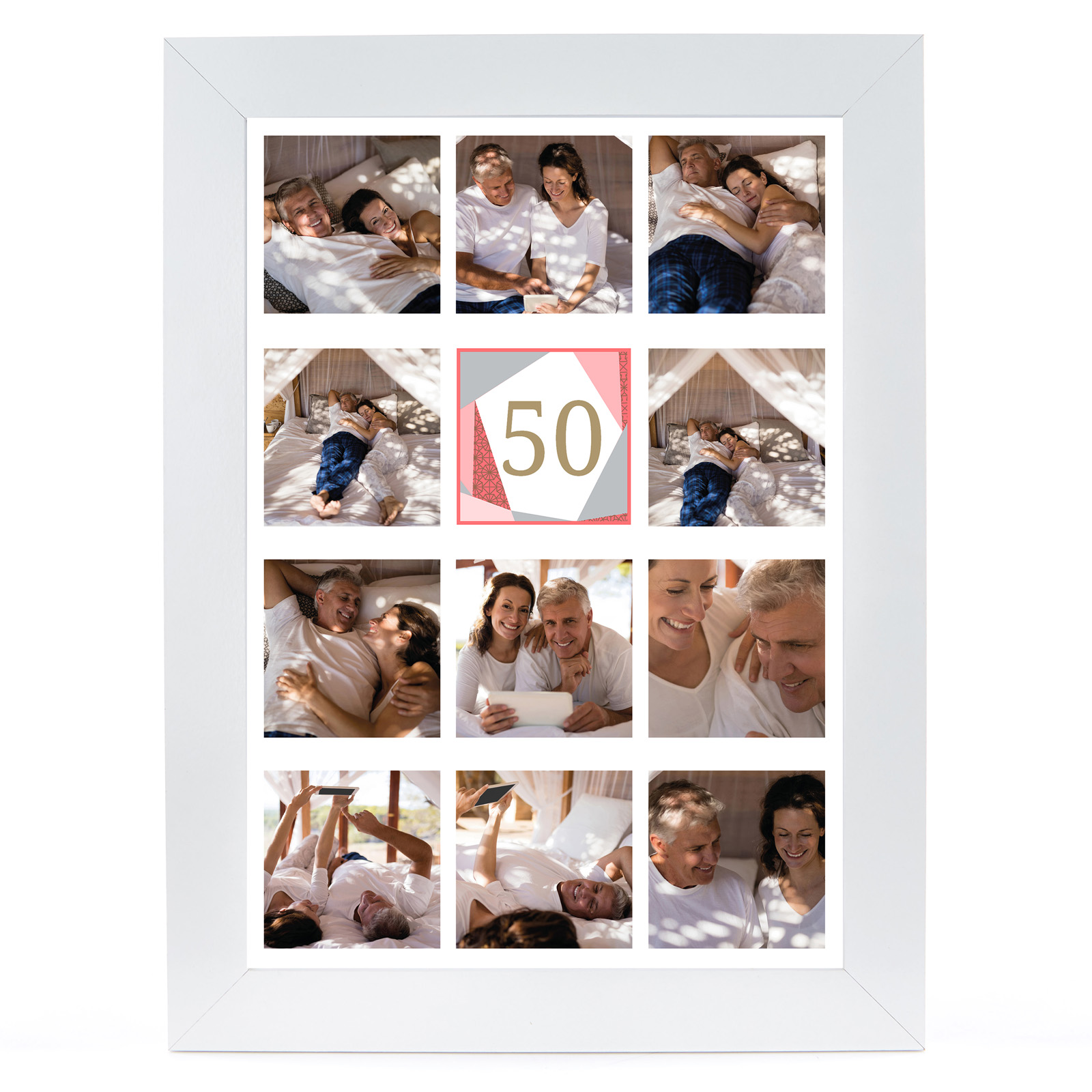 Personalised 50th Birthday Photo Print - Geometric, Pink