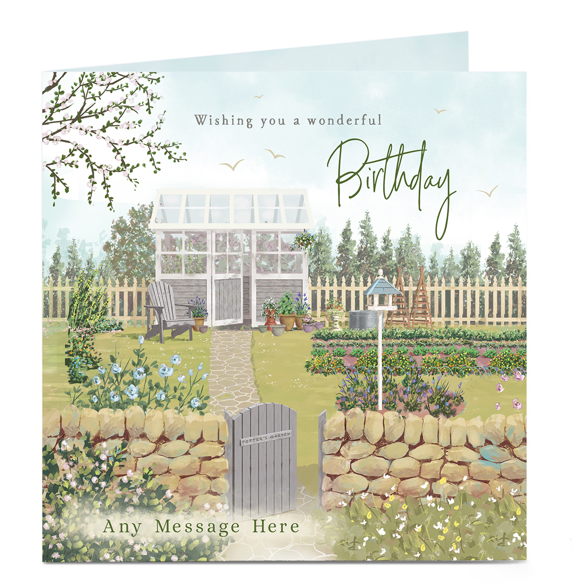 Personalised Charity Birthday Card - Garden Scene