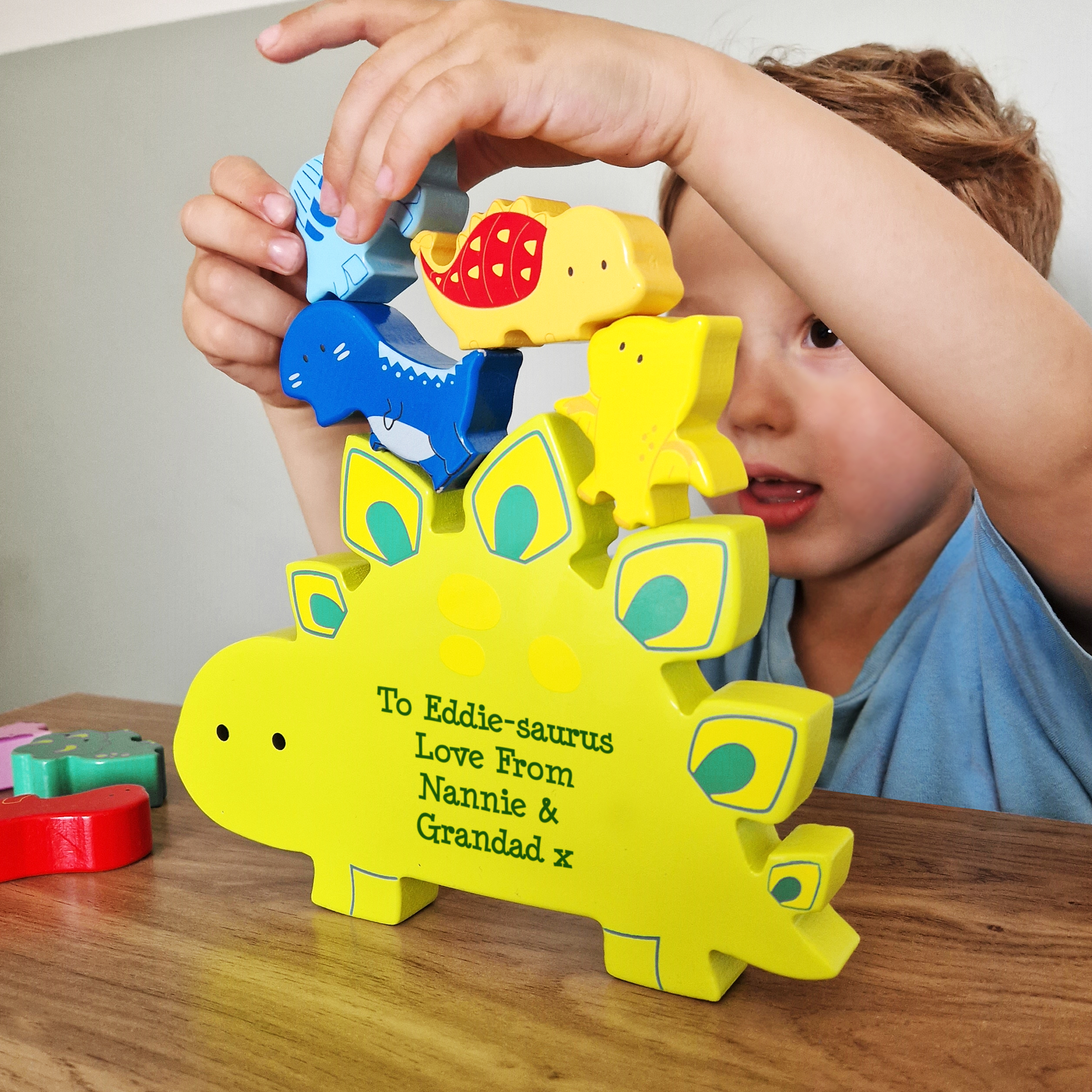 Personalised Wooden Dinosaur Stacker Toy