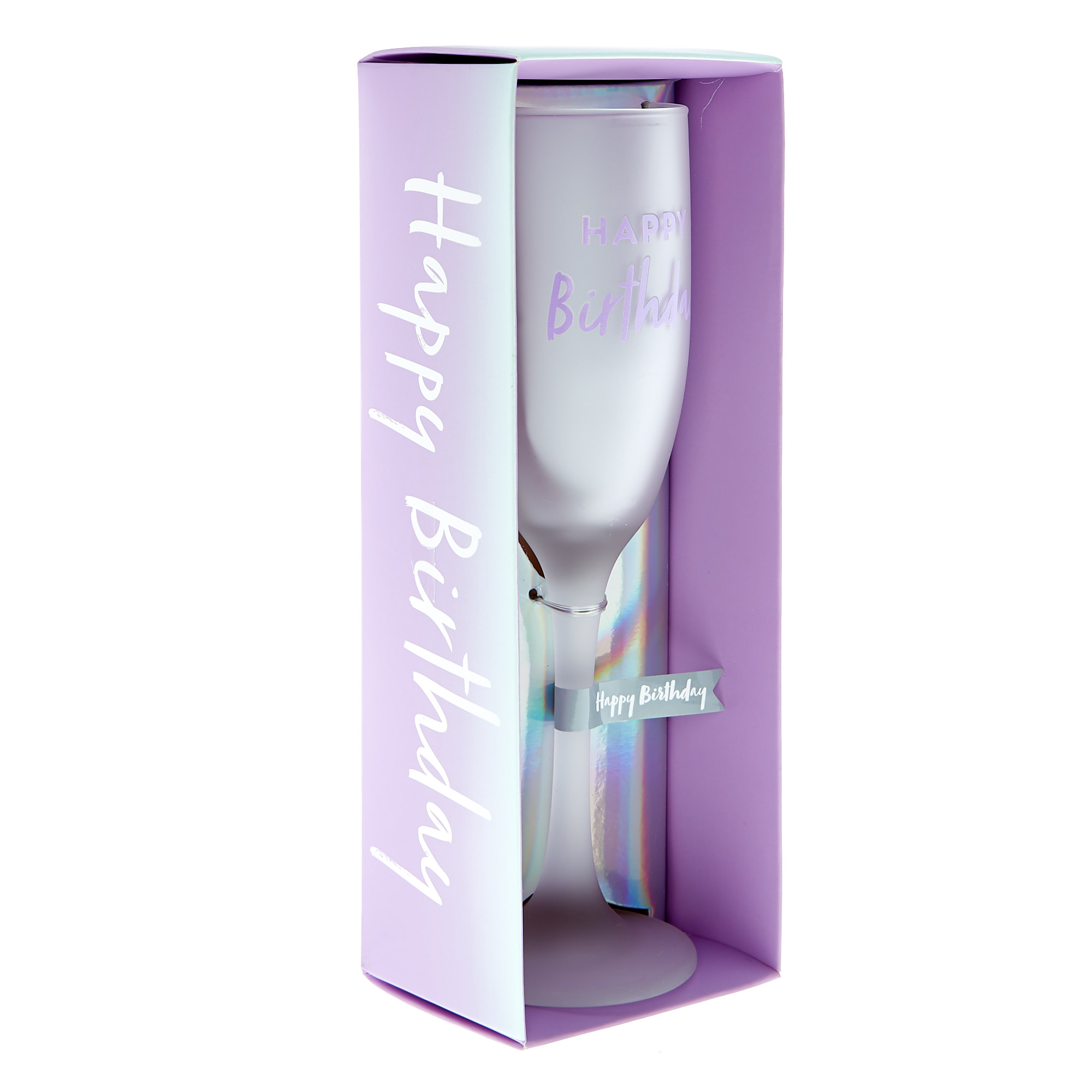 Happy Birthday Frosted Champagne Flute 