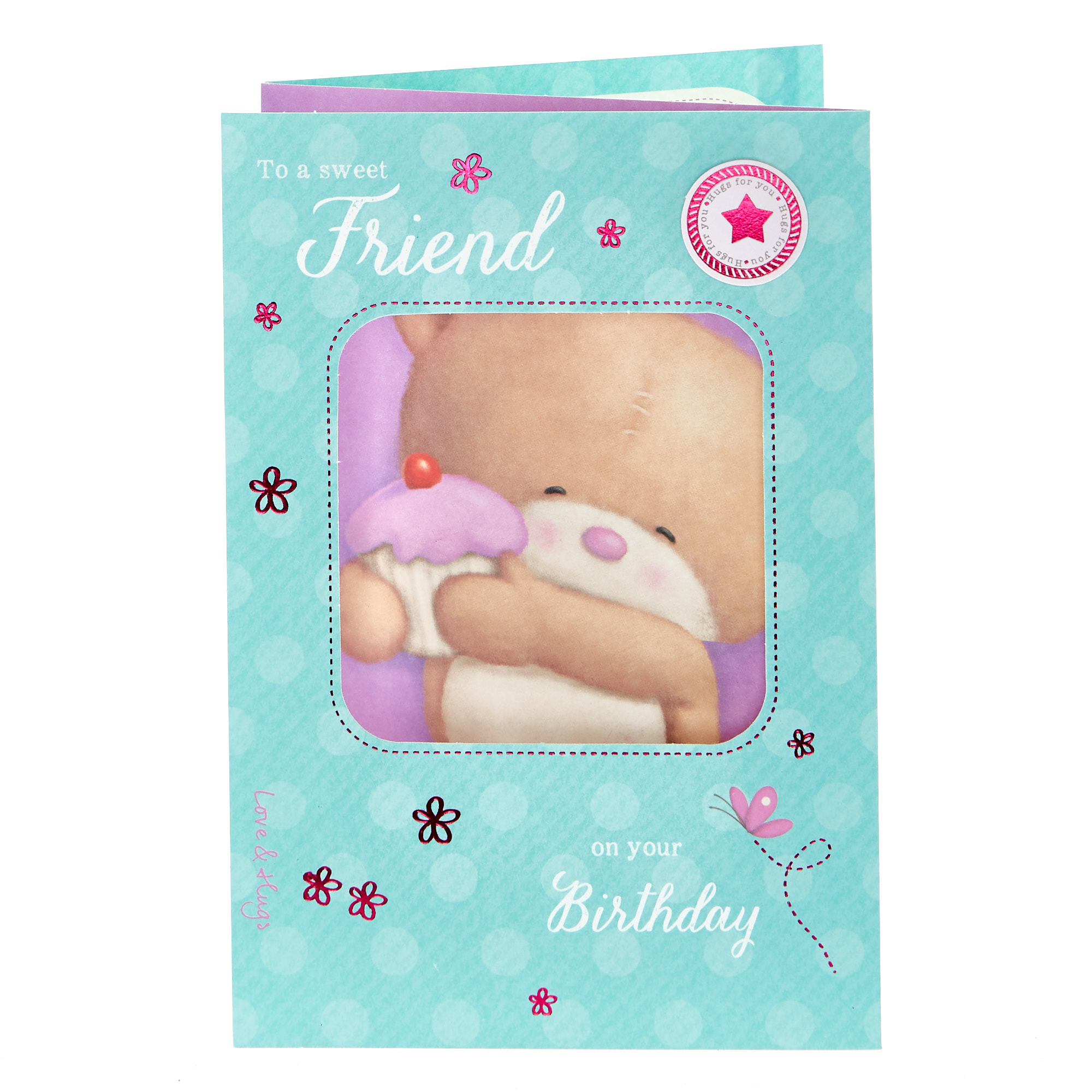 Hugs Bear Birthday Card - To A Sweet Friend 