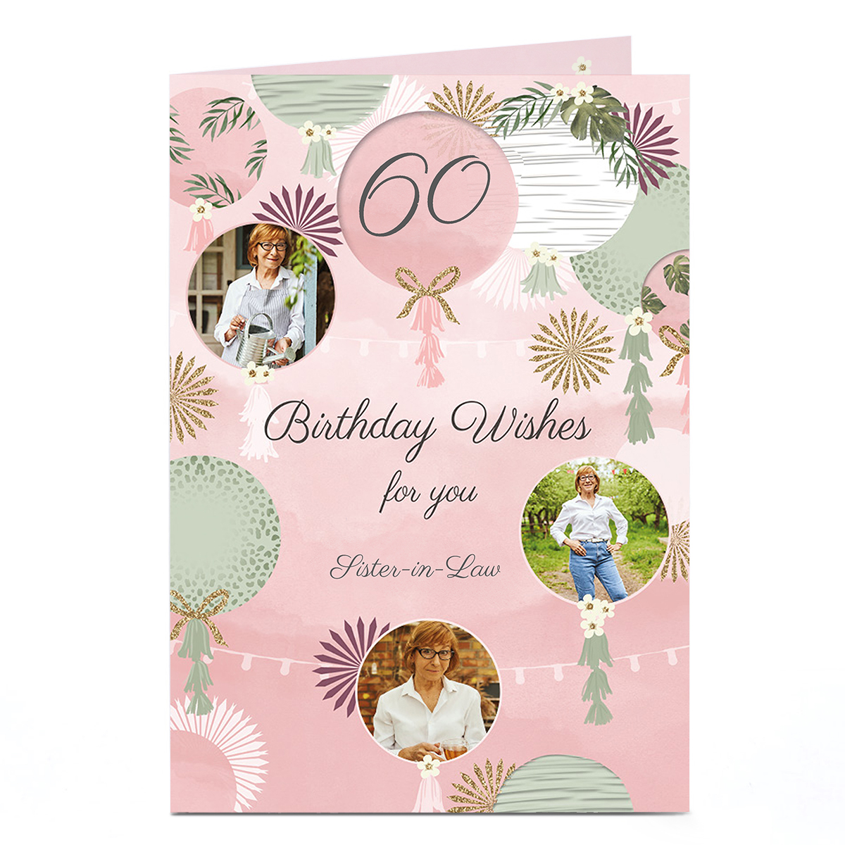 Photo Birthday Card - Sister-in-Law Balloons, Editable Age