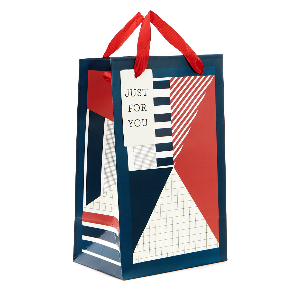 Small Geometric Blue & Red Gift Bag