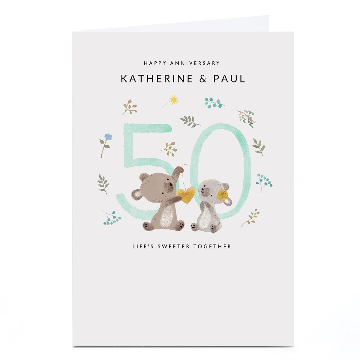 Personalised 50th Anniversary Card - Bears, Sweeter Together