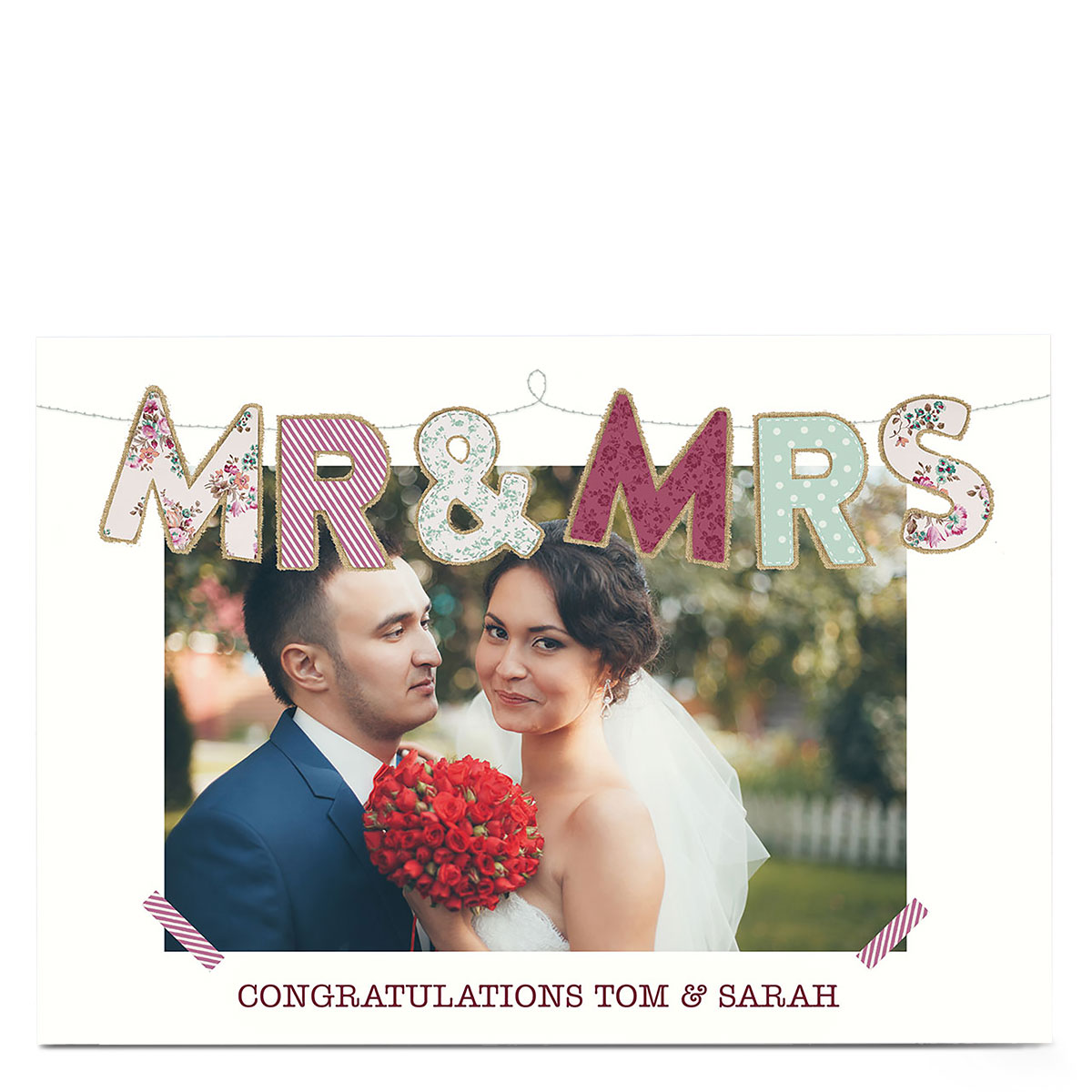 Photo Wedding Card - Fabric Mr & Mrs