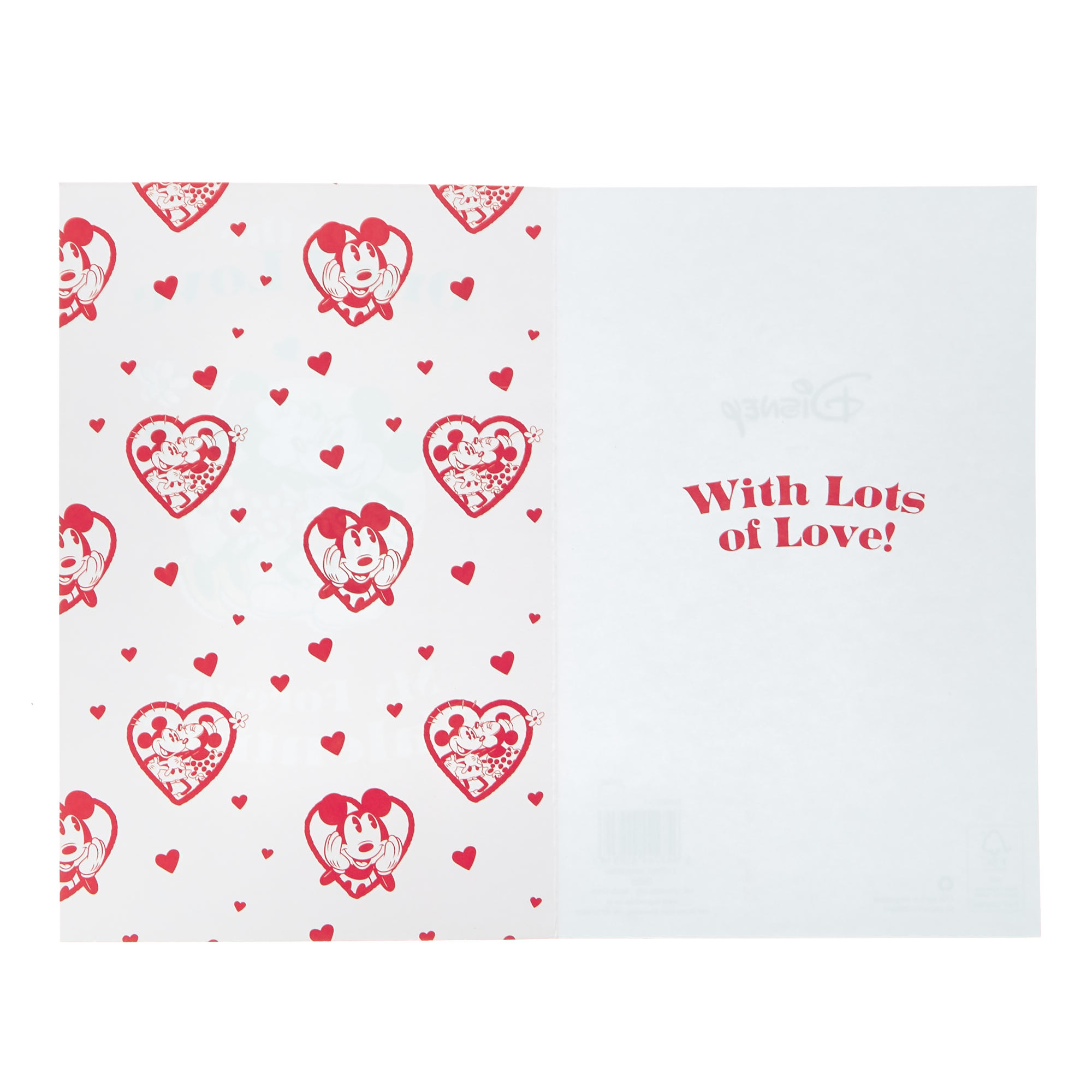 Disney Valentine's Day Card - One I Love Mickey & Minnie