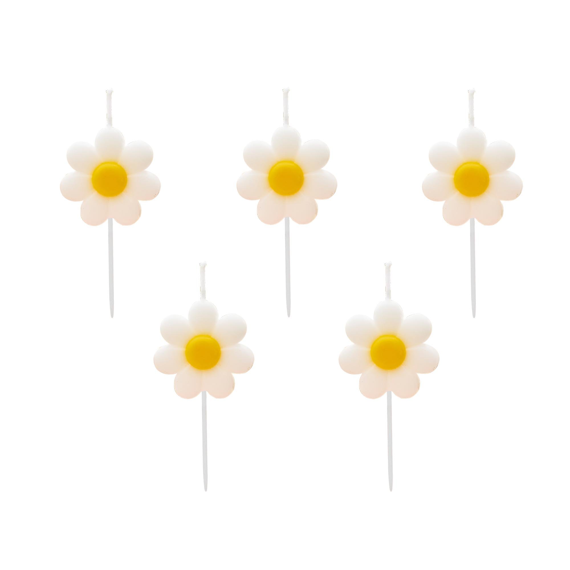Daisy Shaped Cake Candles - Pack of 5