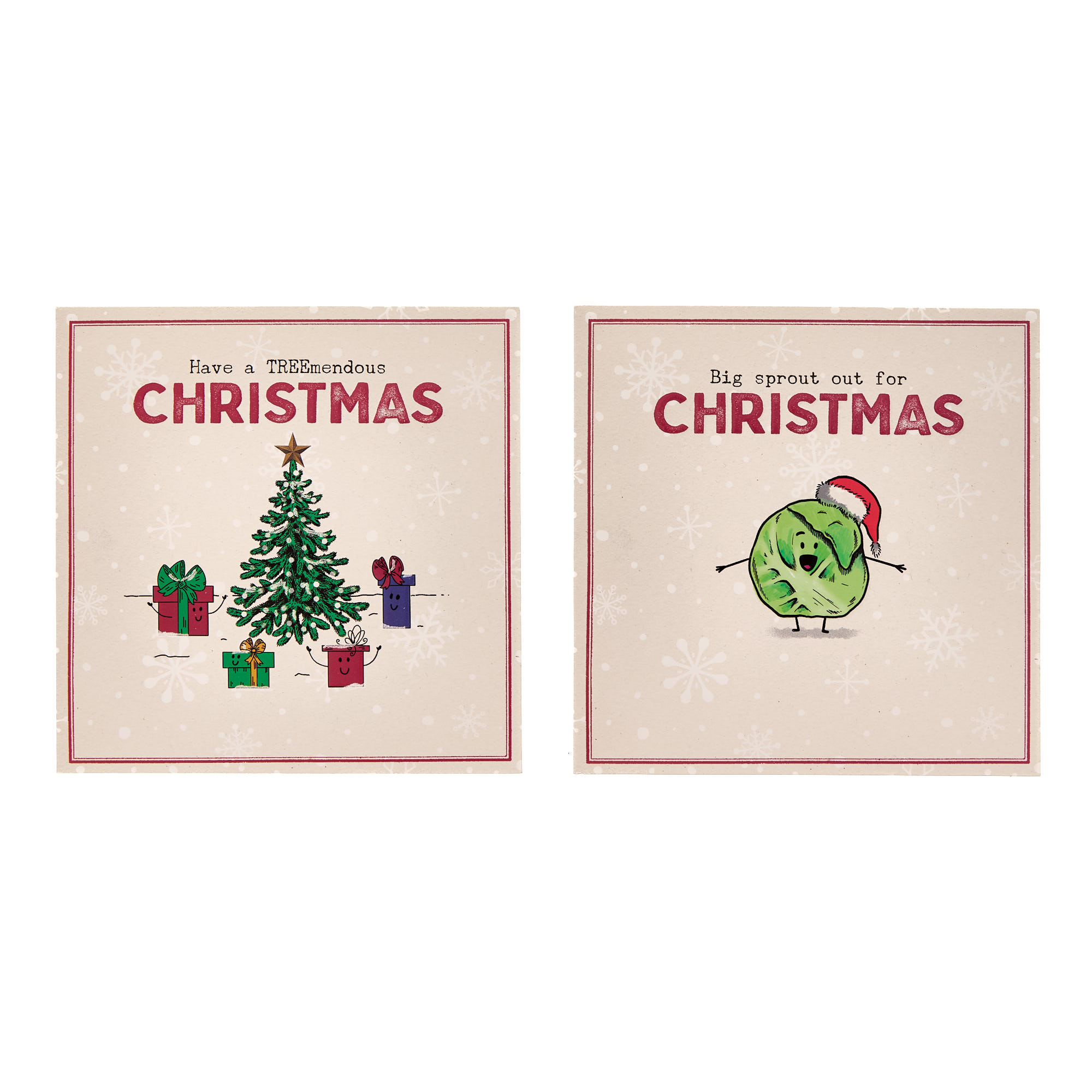 Tree & Sprouts Christmas Cards - Pack of 16 (2 Designs)