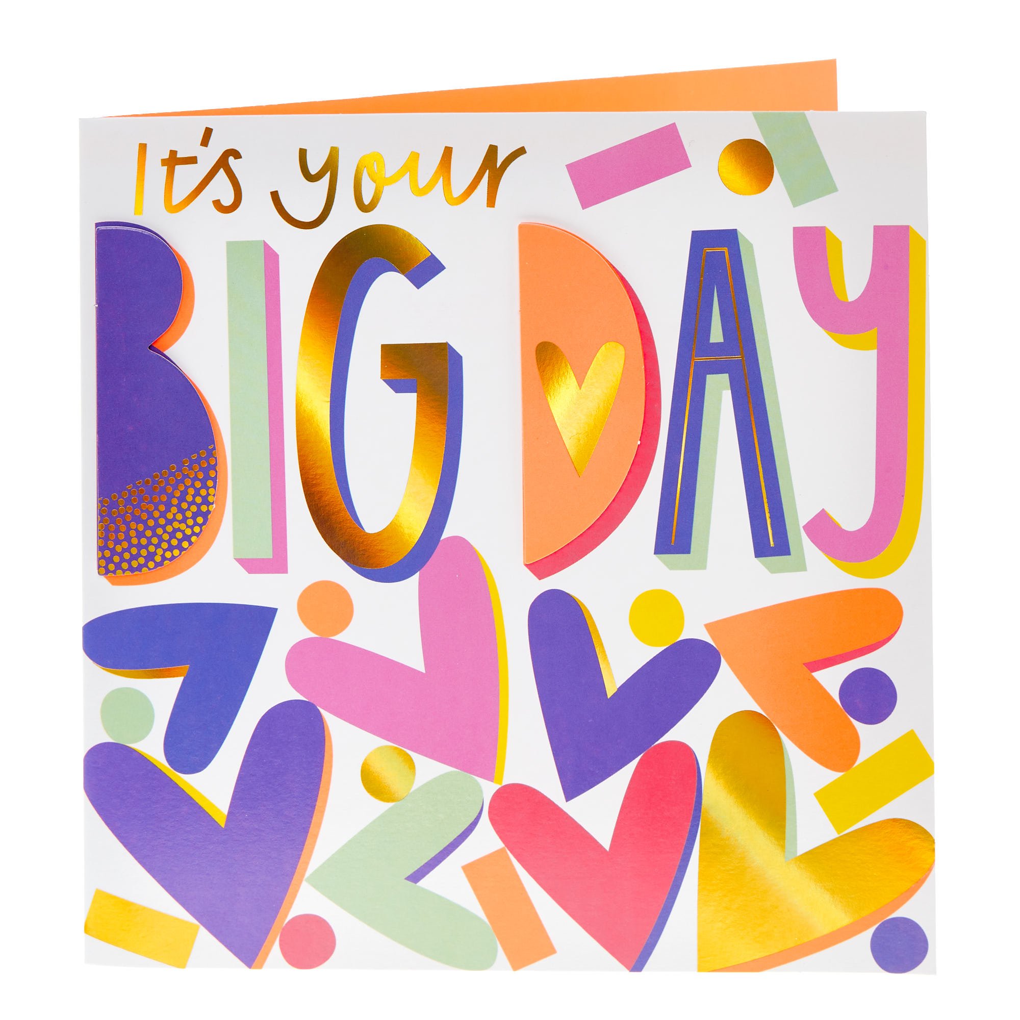 Big Day Colourful Hearts Wedding Card