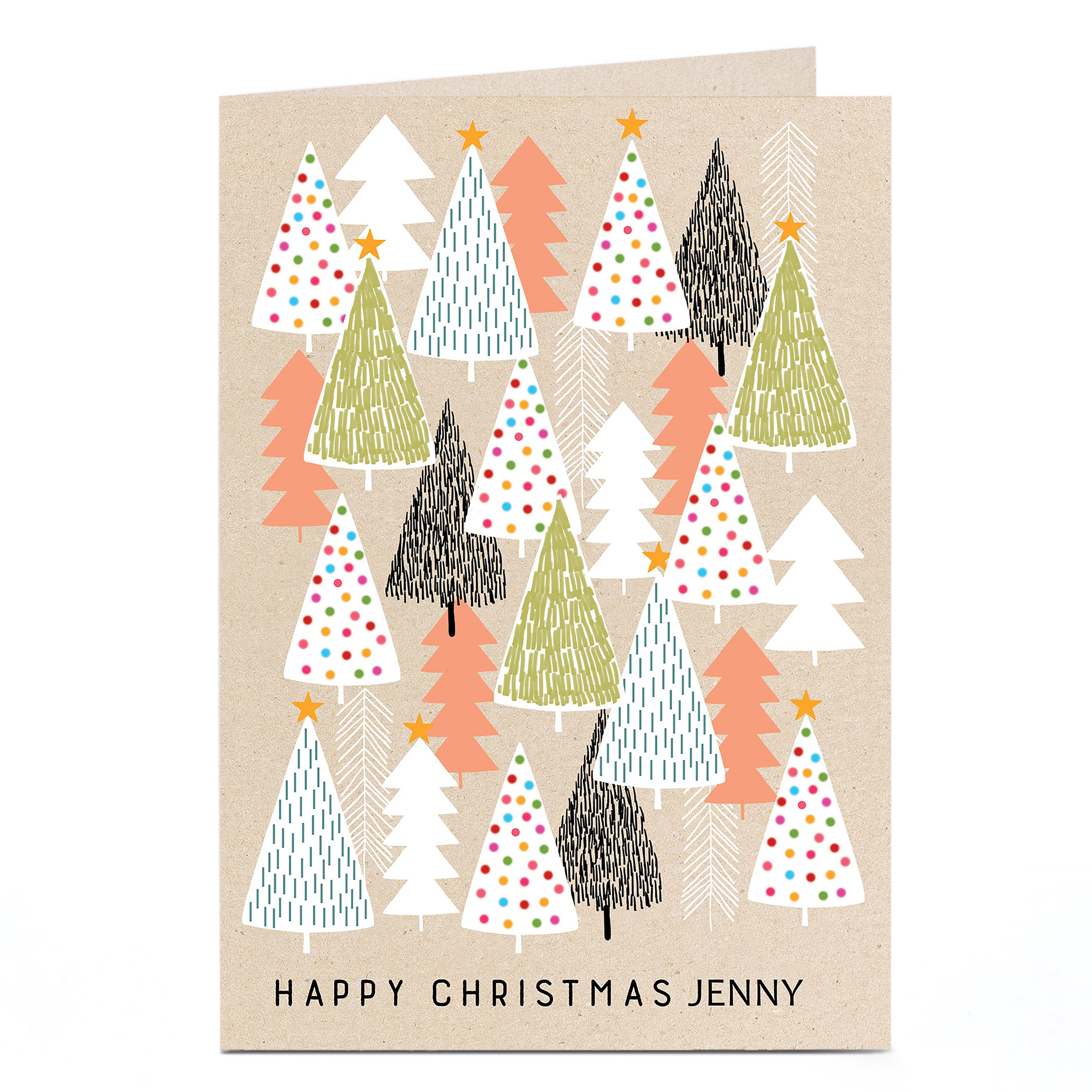 Personalised Christmas Card - Trees, Any Name