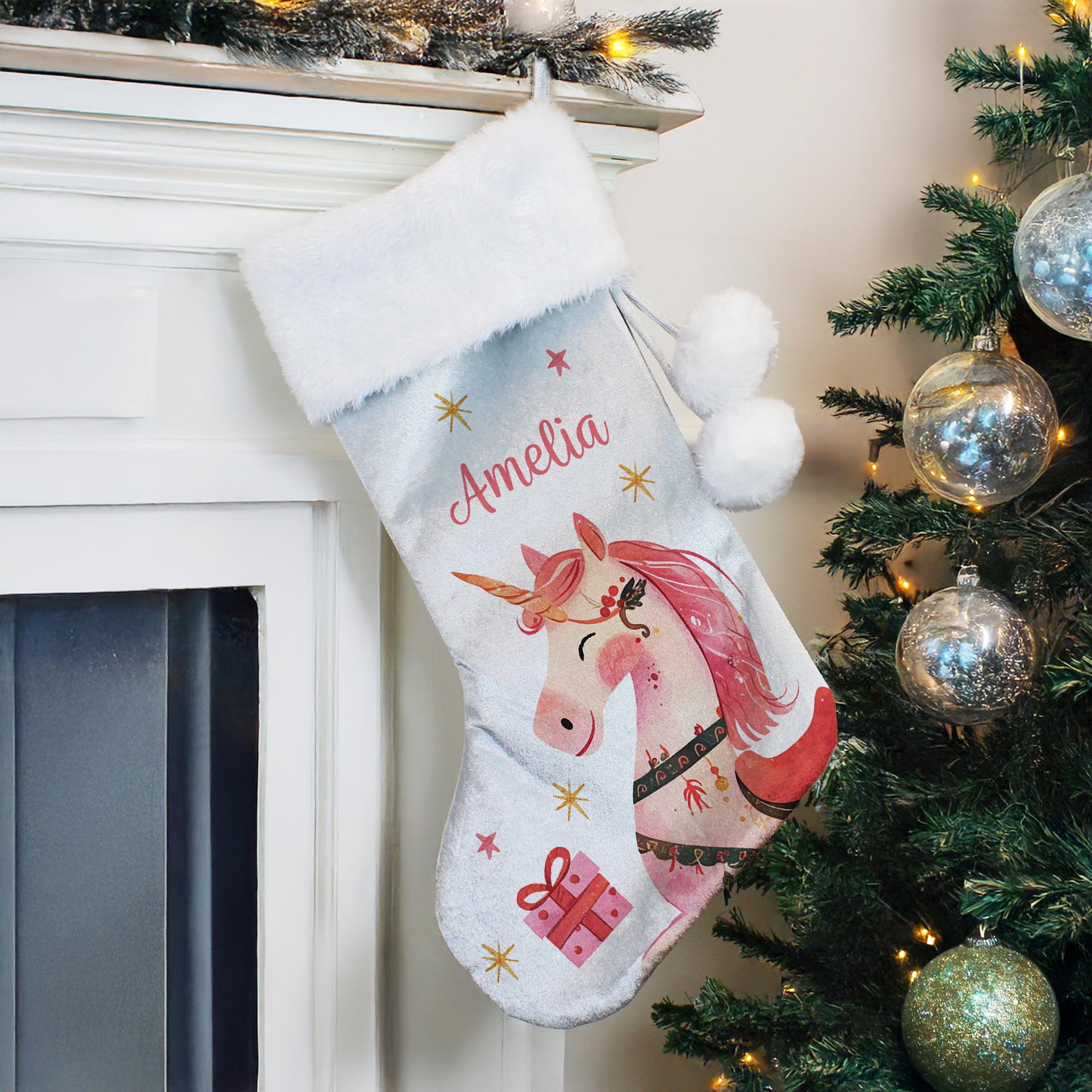 Personalised Unicorn Christmas Stocking