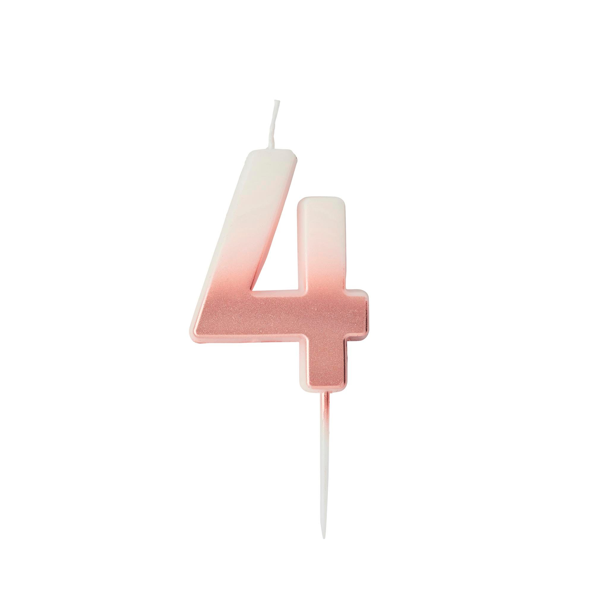 Rose Gold Ombre Number Cake Candle (0-9)