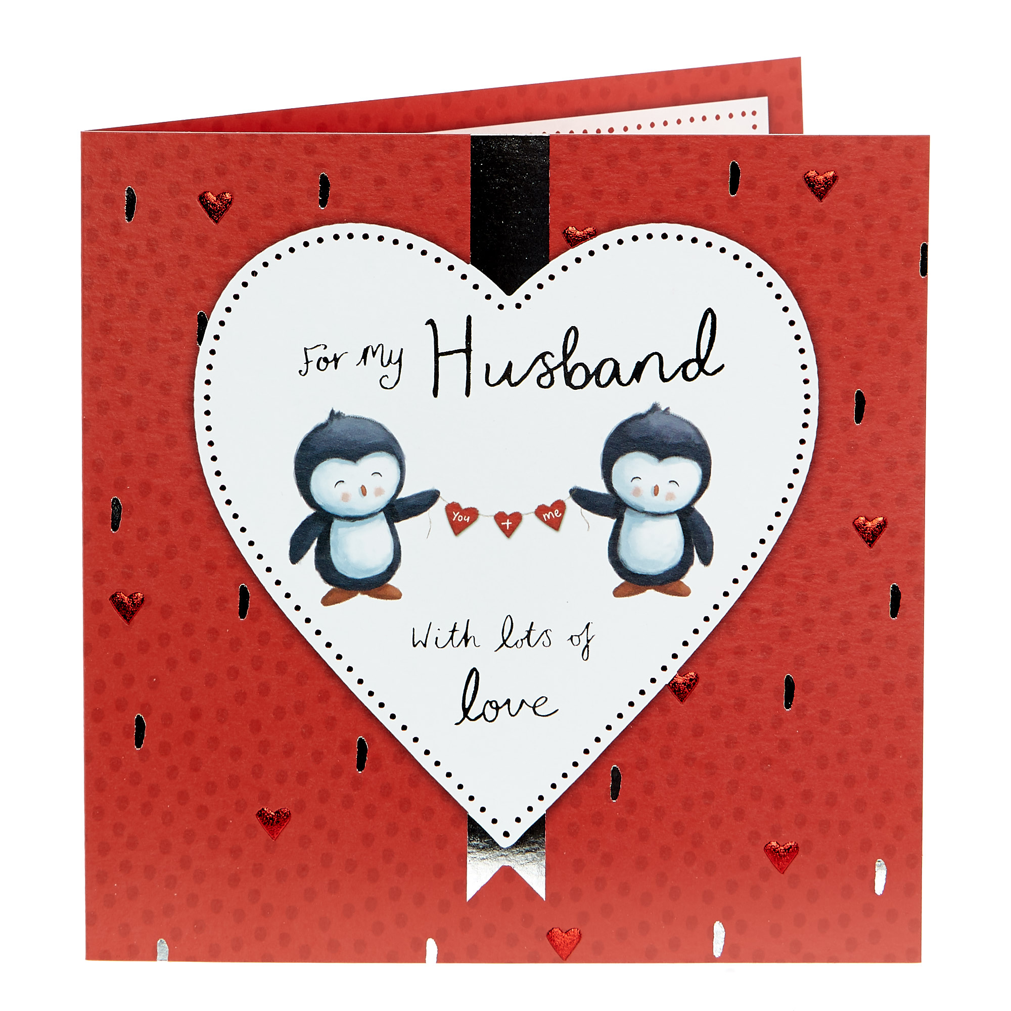 Valentine's Day Card - Husband Penguins & Bunting