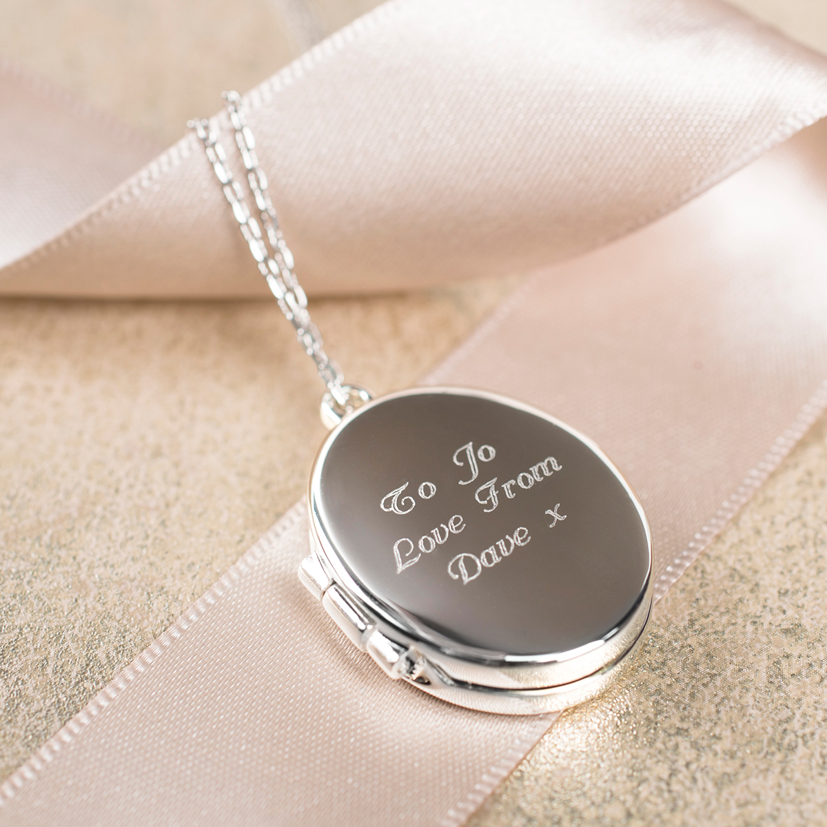 Personalised Engraved Oval Shaped Locket Necklace