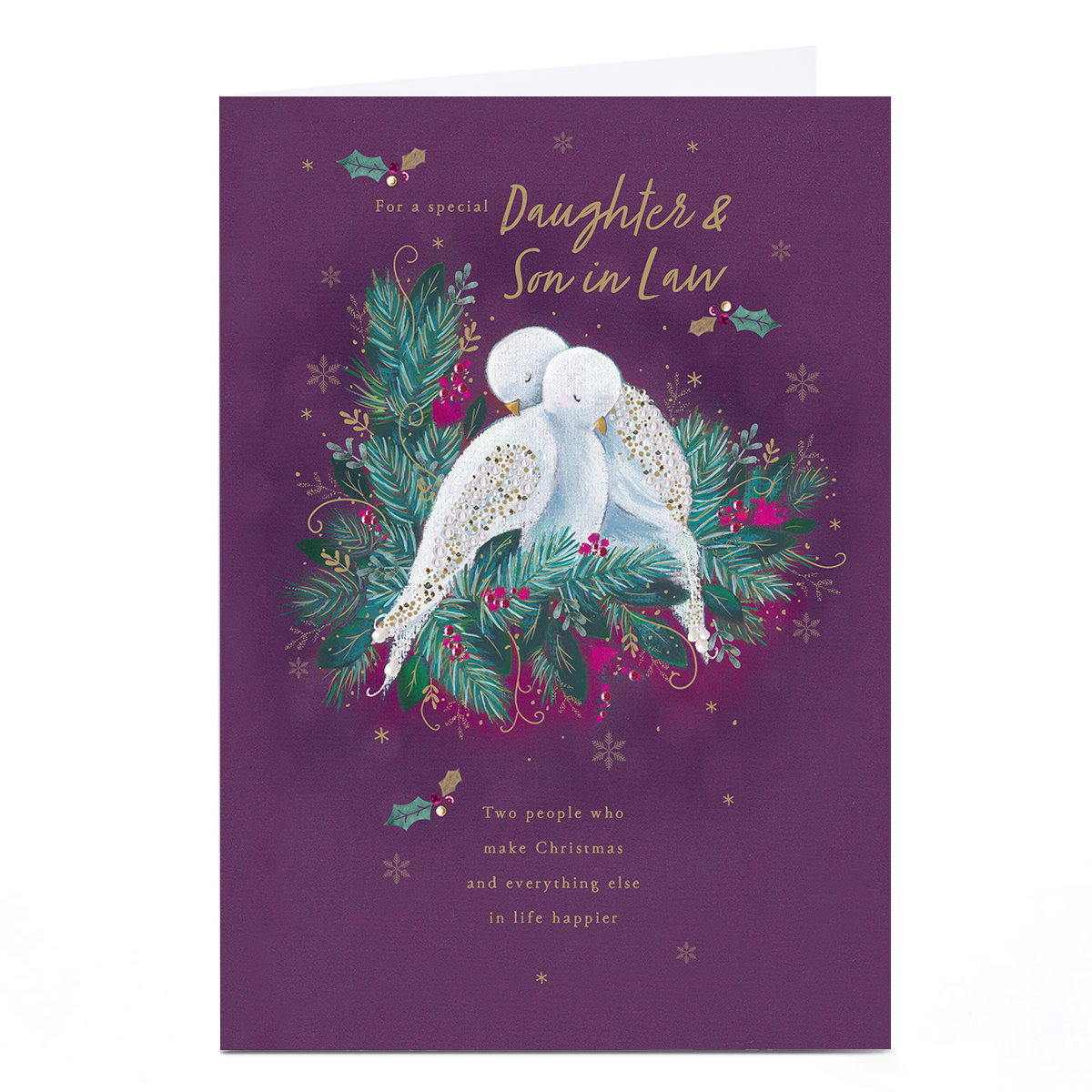 Personalised Christmas Card - Pair of Doves, Daughter & Son-in-Law
