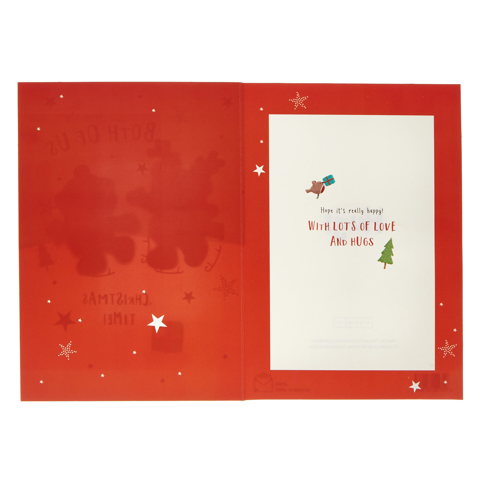 From Both Of Us Hugs Christmas Card