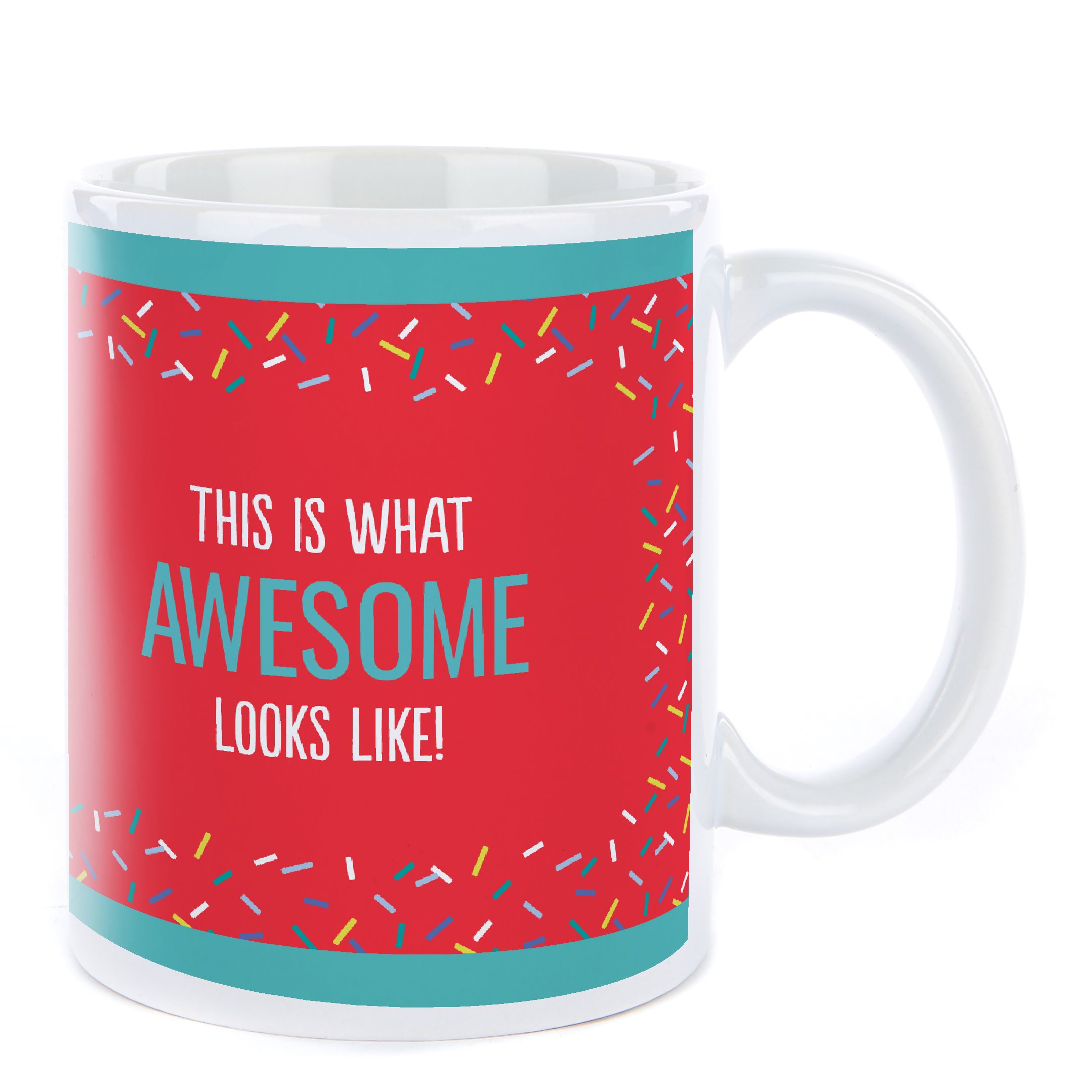 Personalised Birthday Mug - Red Confetti, Editable Age & Recipient