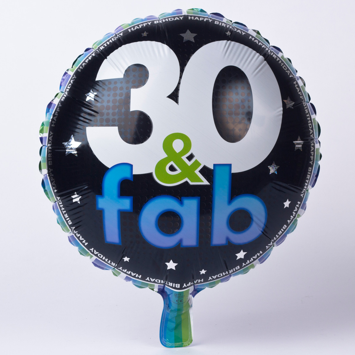 Black 30 & Fab Foil Helium Balloon