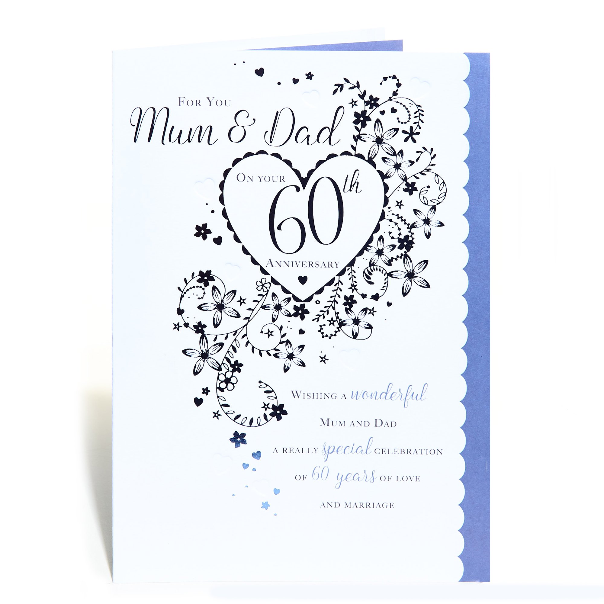 60th Wedding Anniversary Card - Mum & Dad