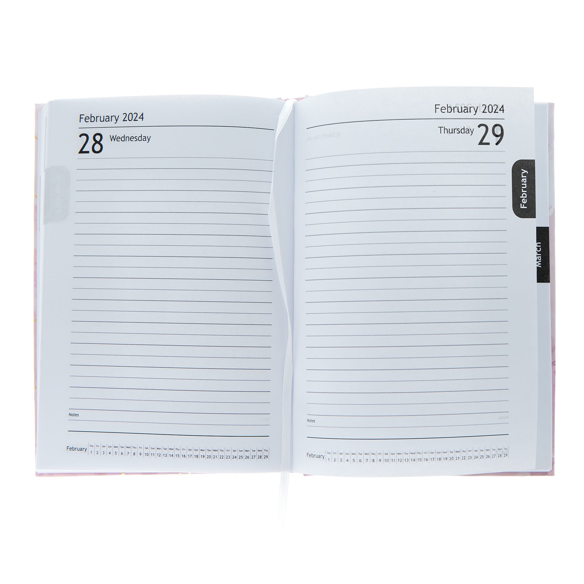 A5 Page-A-Day Pink 2024 Academic Diary