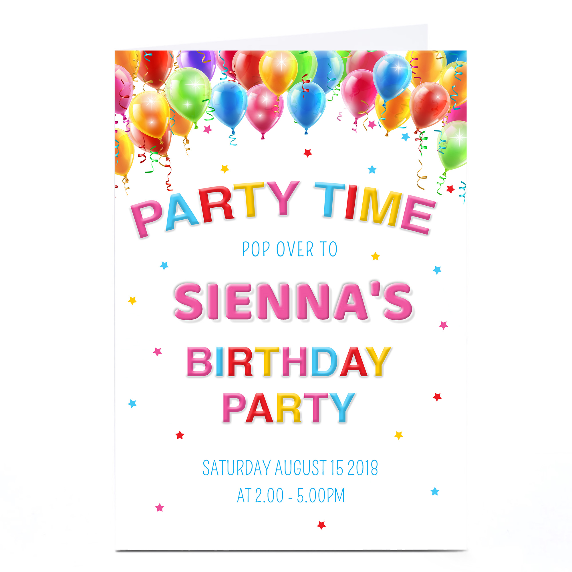 Personalised Birthday Party Invitation - Balloons