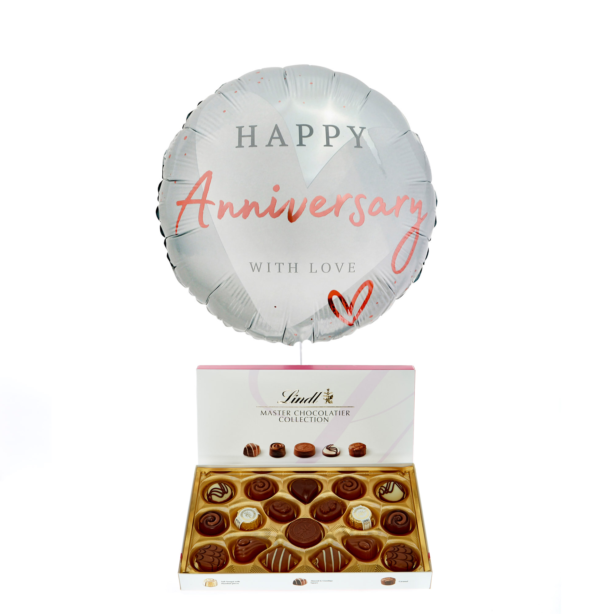 With Love Happy Anniversary Balloon & Lindt Chocolates - FREE GIFT CARD!
