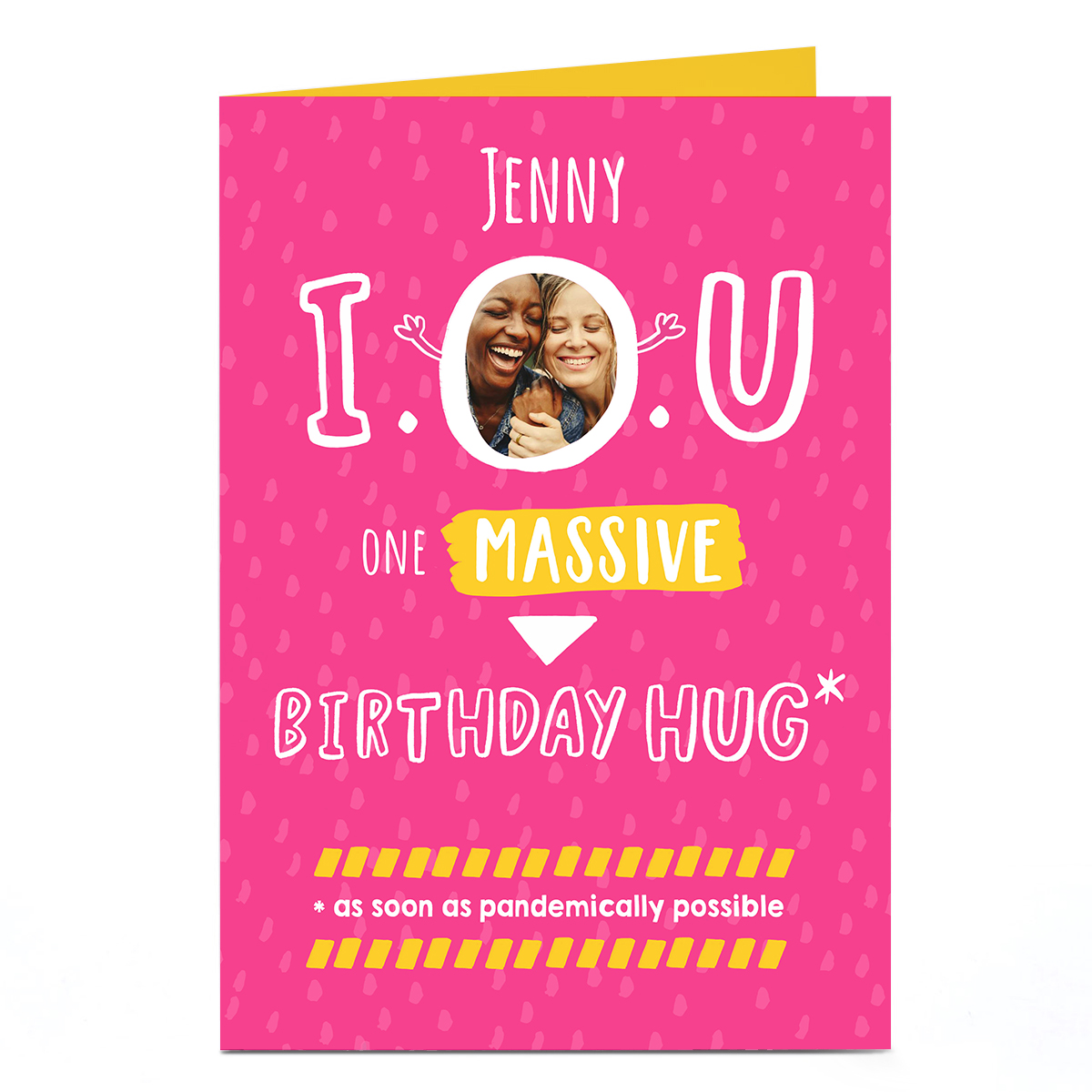 Photo Lockdown Birthday Card - Massive Birthday Hug