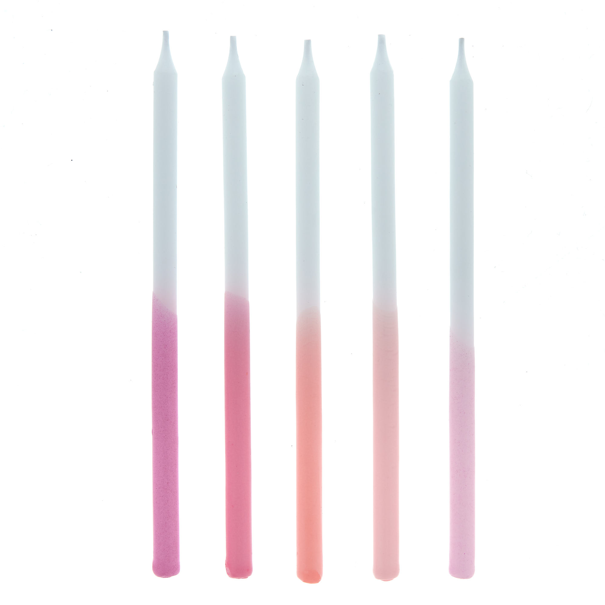 Tall Pink Gradient Cake Candles & Holders - Pack of 10 