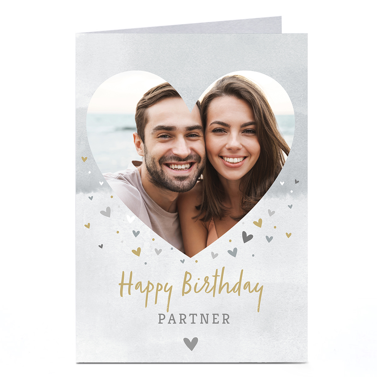 Photo Birthday Card - Partner Watercolour Hearts