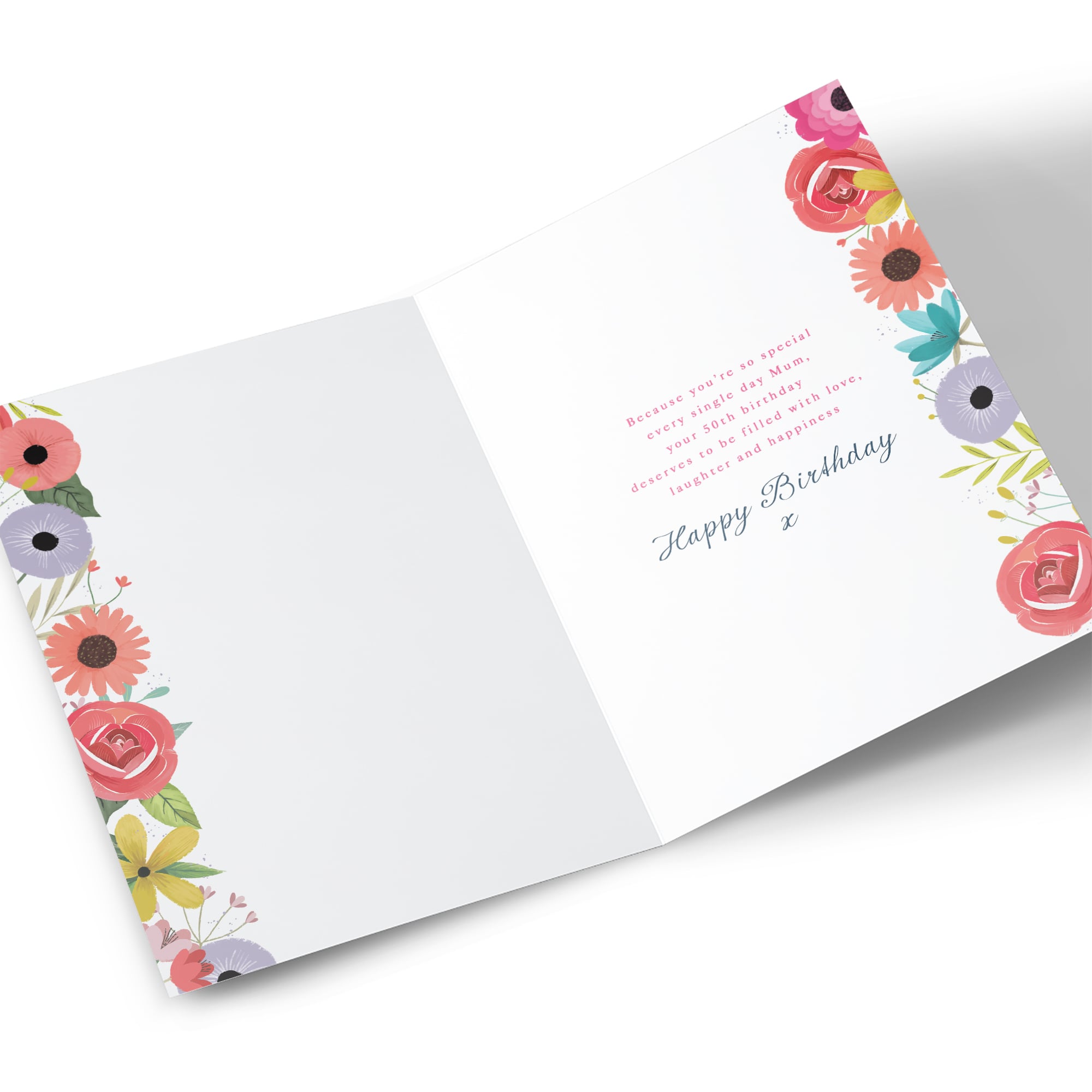 50th Birthday Card - Floral With Love on Your 50th, Mum