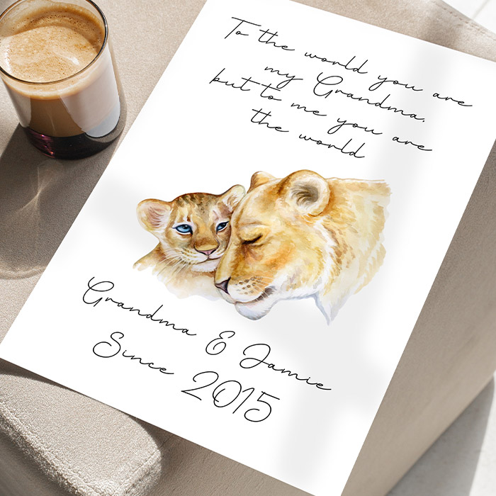 Personalised Lioness & Cub Print