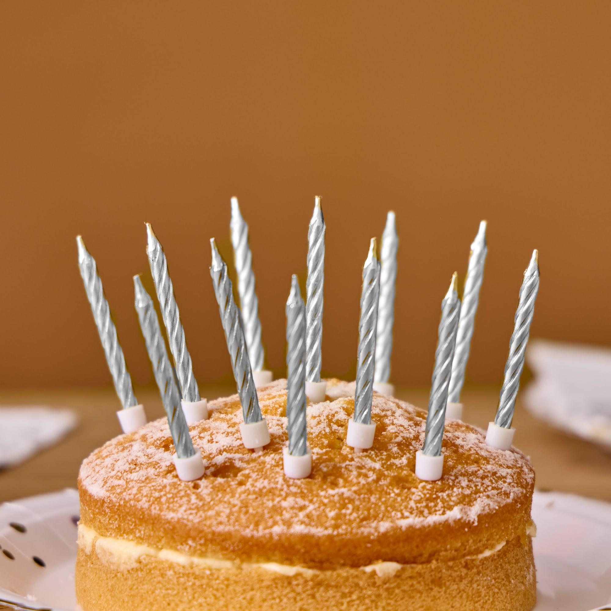 Silver Cake Candles - Pack of 12