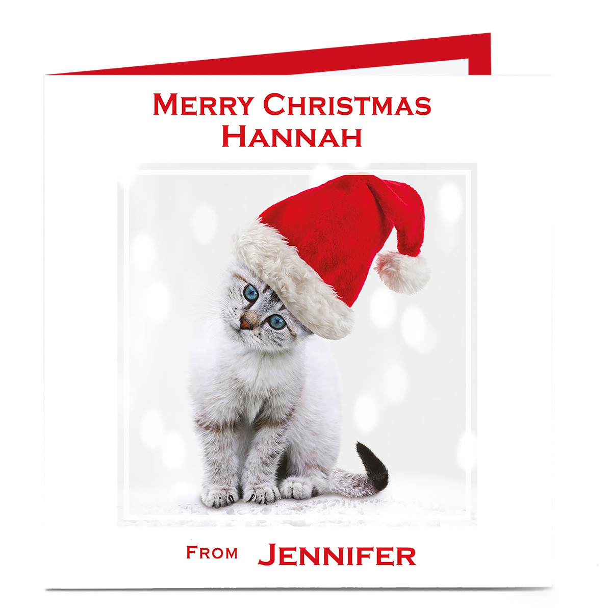 Personalised Christmas Card - Santa Hat Kitten