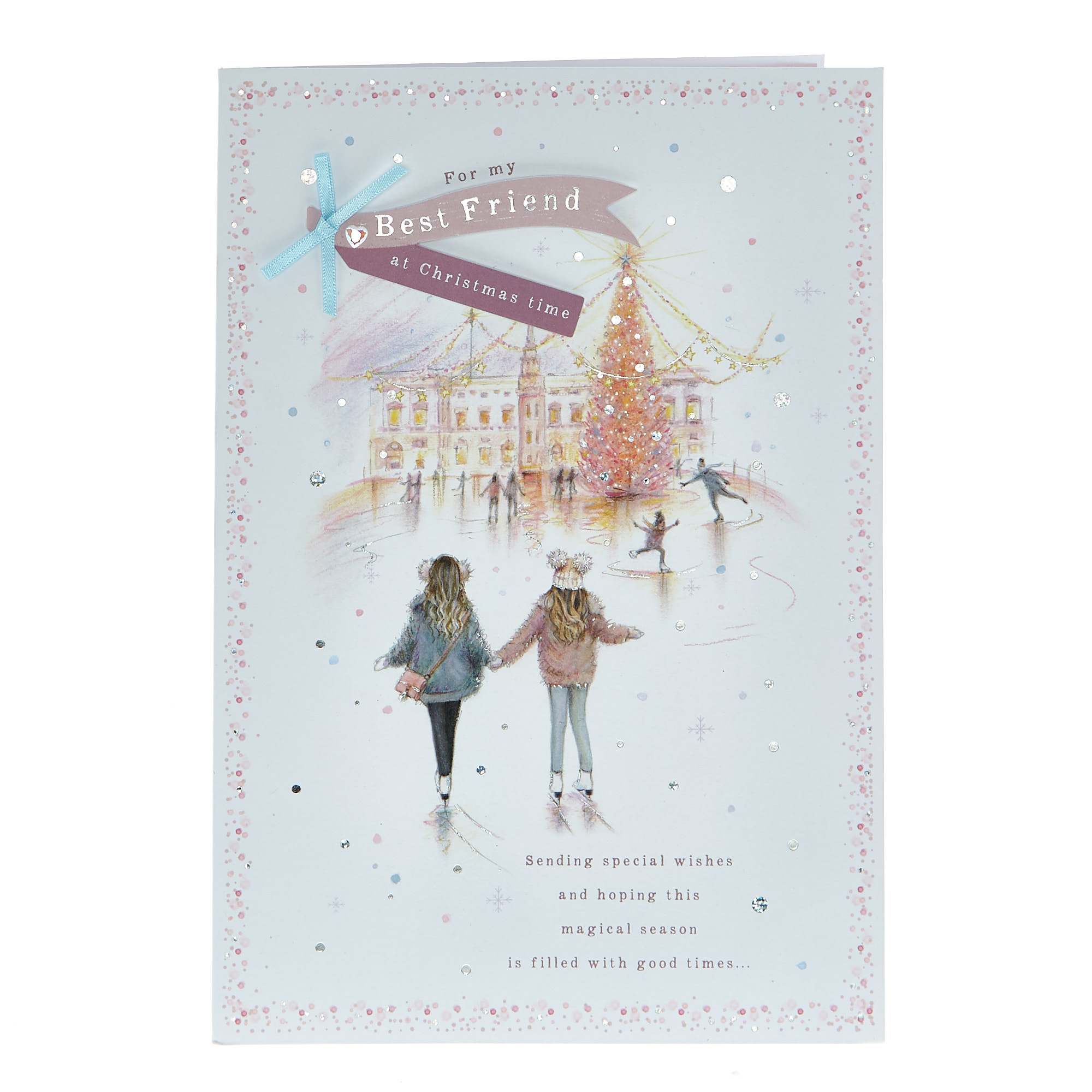 Christmas Card - Best Friend, Christmas Ice Skaters